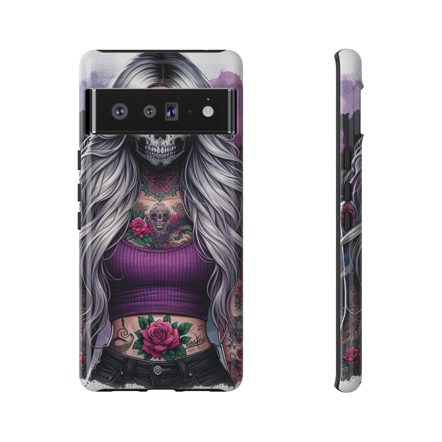 Rebel Rose – Gothic Skull Mask & Tattooed Warrior Mobile Cover