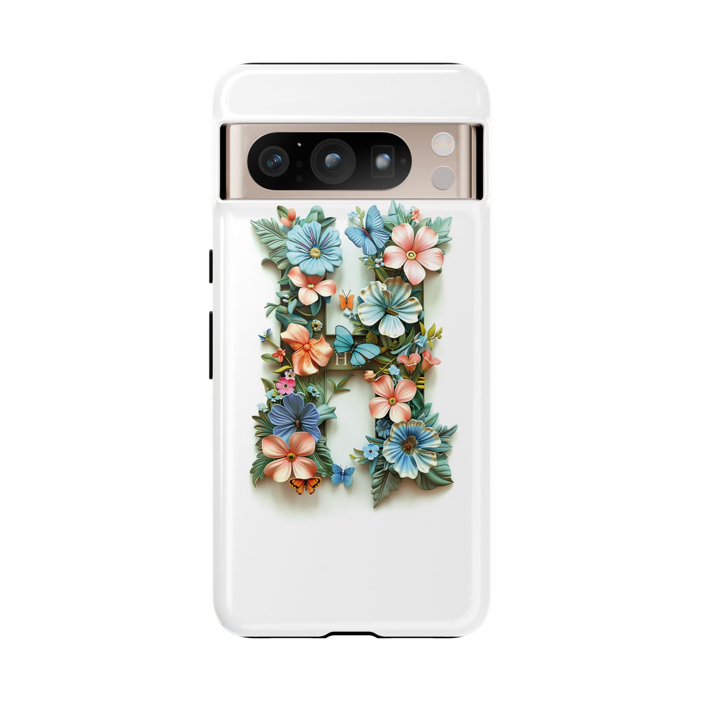 Floral Letter H Phone Case β Personalized Aesthetic Cover for iPhone, Samsung & Google Pixel