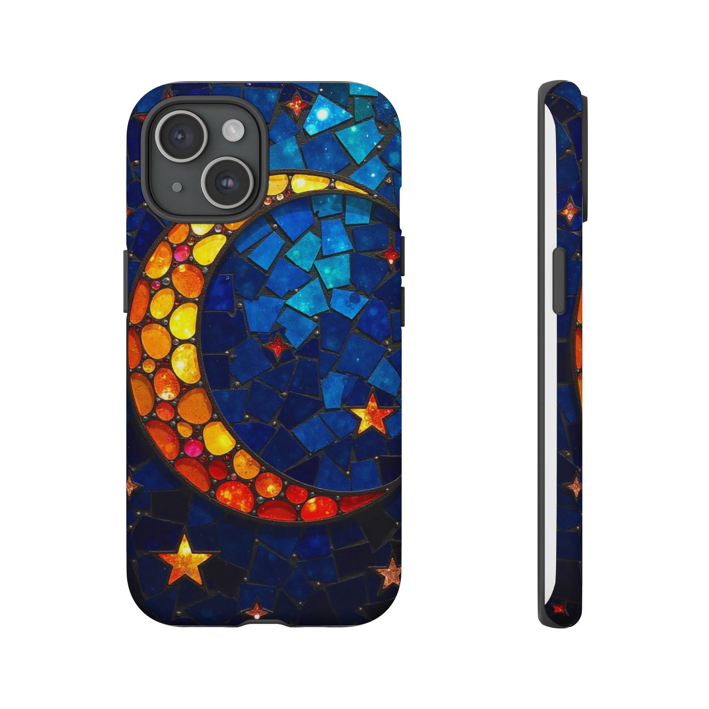 Lunar Glow: Vibrant Moon and Starry Night