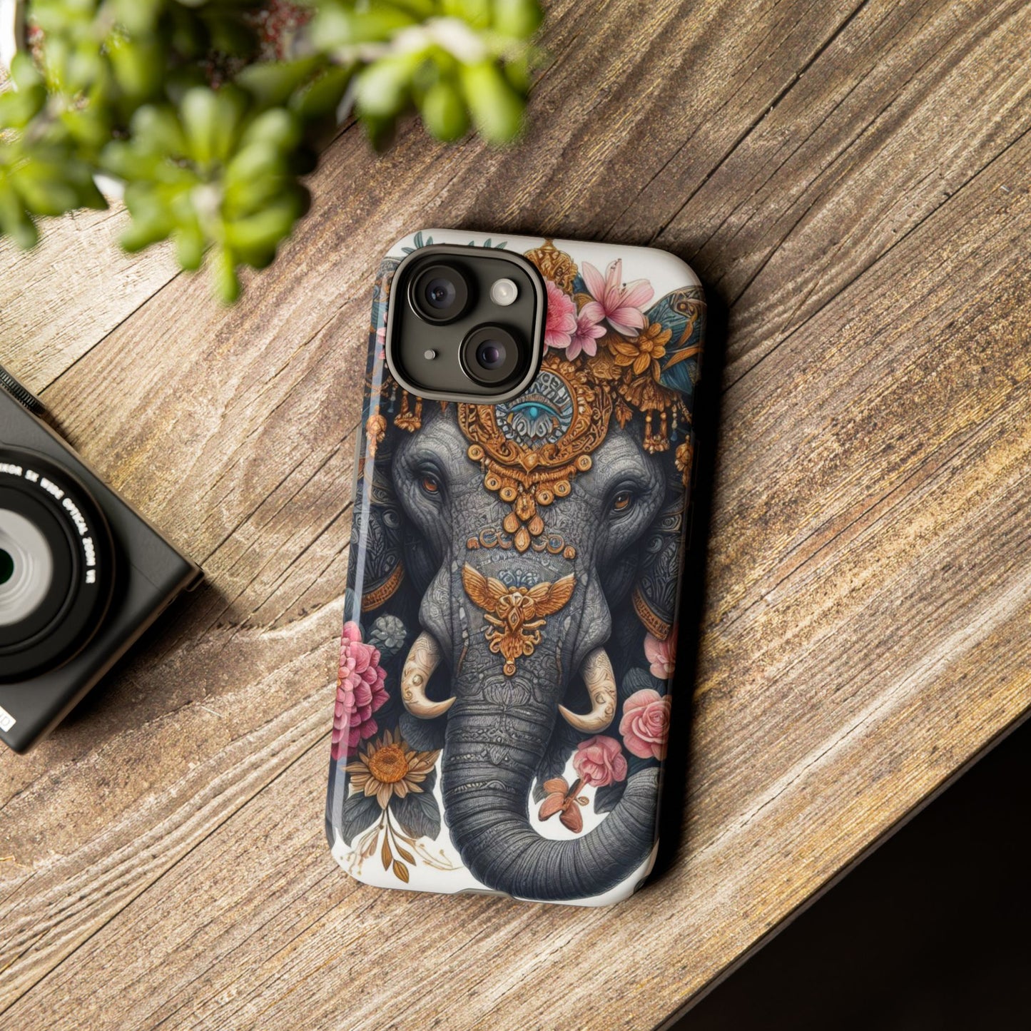 Golden Royal Elephant Mobile Cover – Luxurious Ornate Art