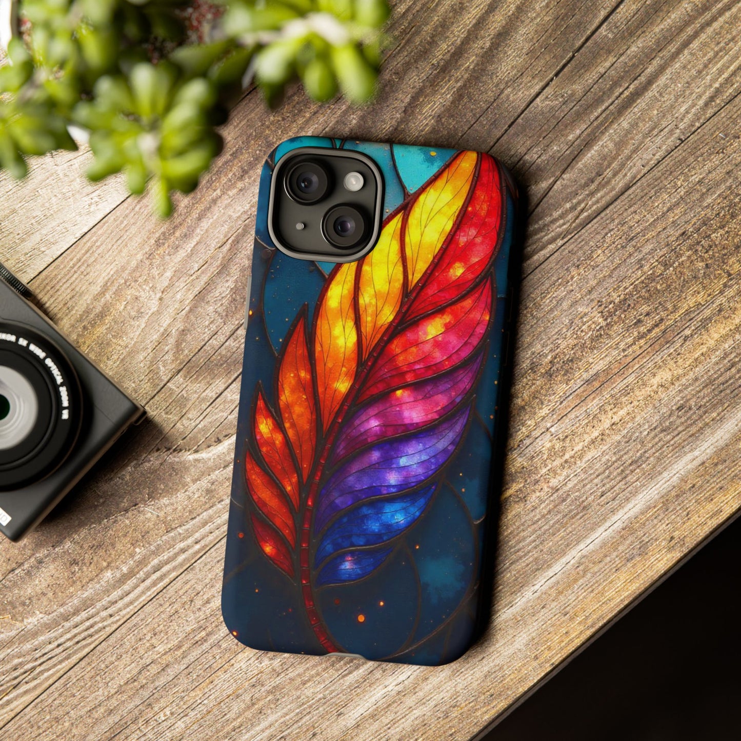 Vivid Feather: Stained Glass Abstract Art