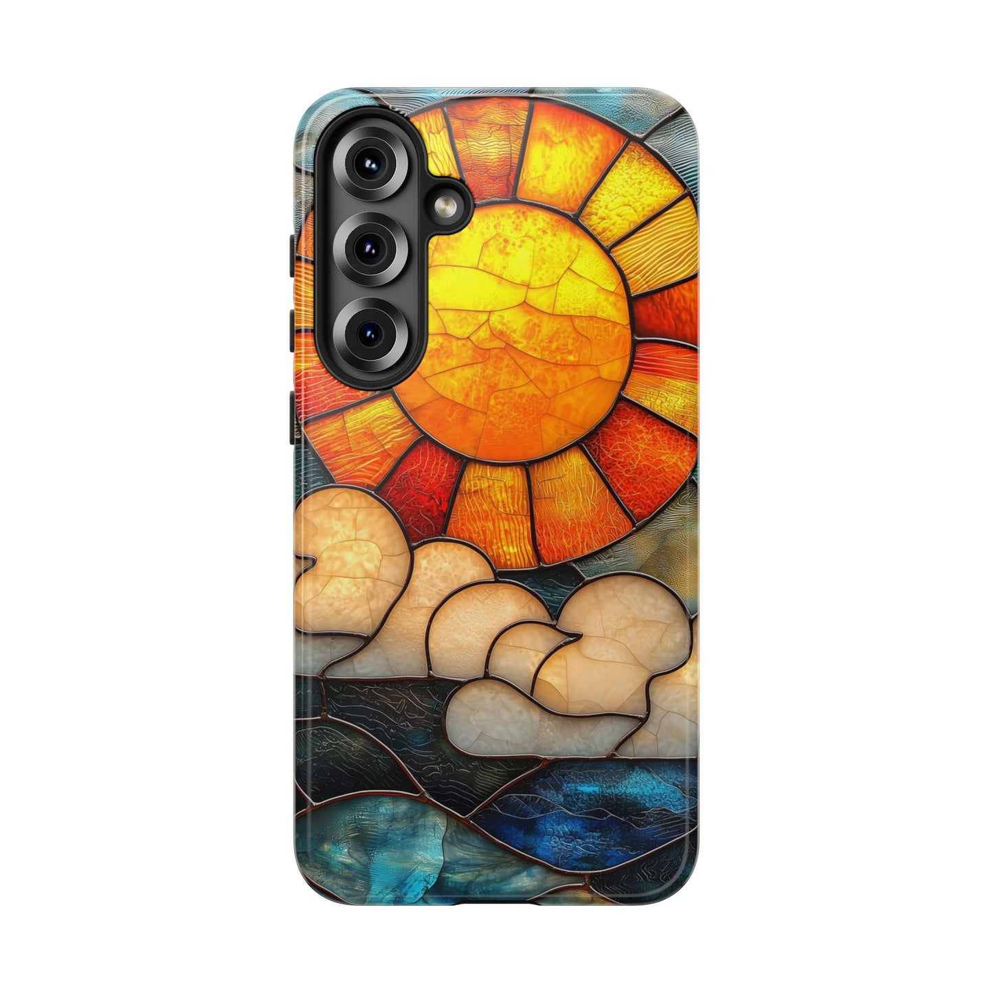 Modern Stained Glass Phone Case – Warm Tones & Abstract Landscape for iPhone, Samsung & Pixel