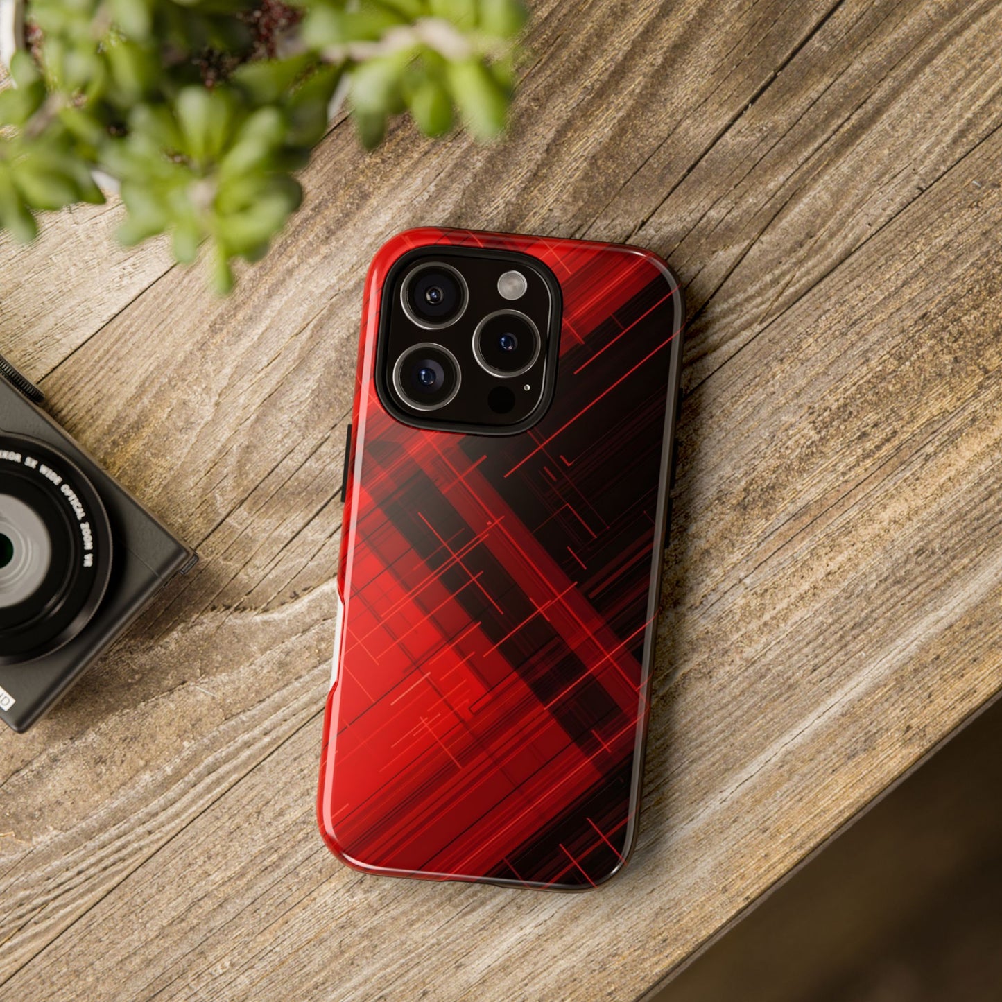 Abstract Red and Black Geometric Pattern
