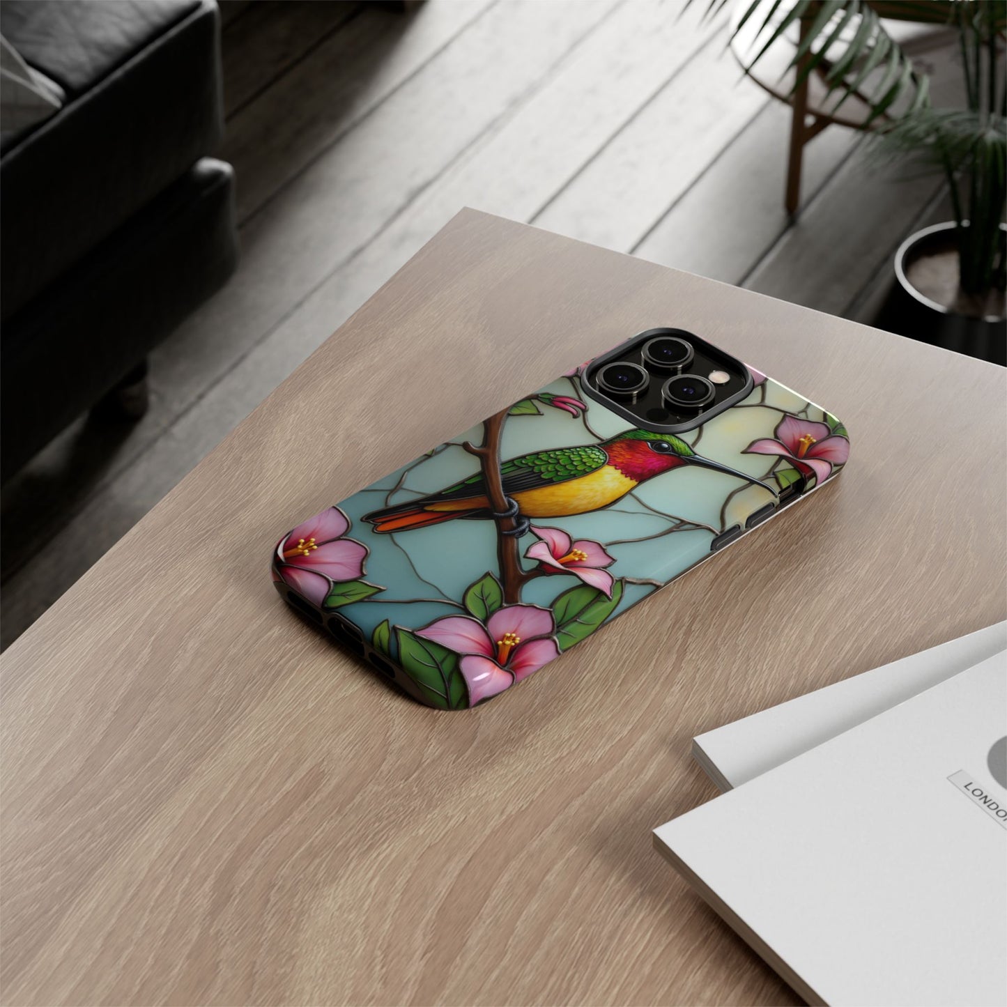 Elegant Hummingbird with Floral Mosaic | Artistic Nature Design