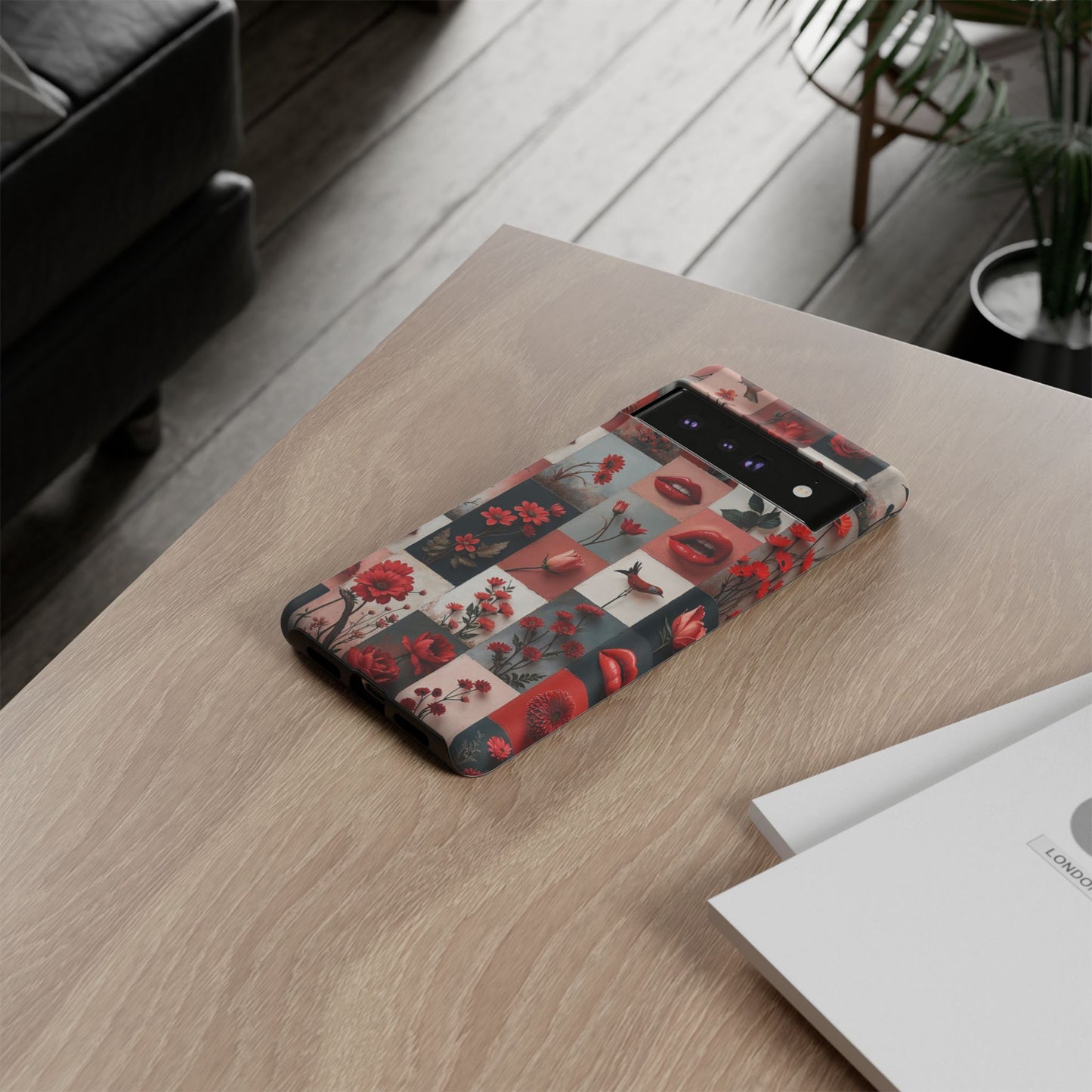 Red Flowers & Lips Collage Phone Case