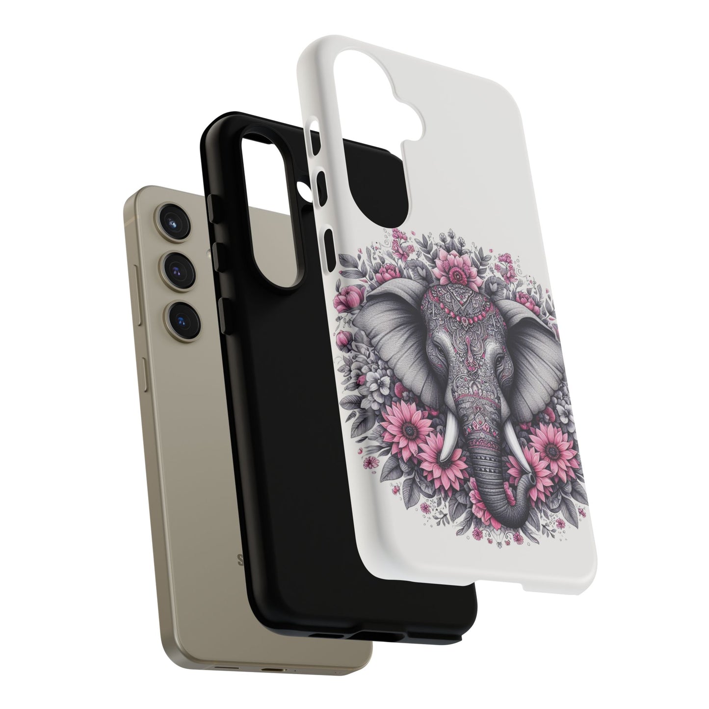 Intricate Floral Elephant Mobile Cover – Mandala-Inspired Boho Art