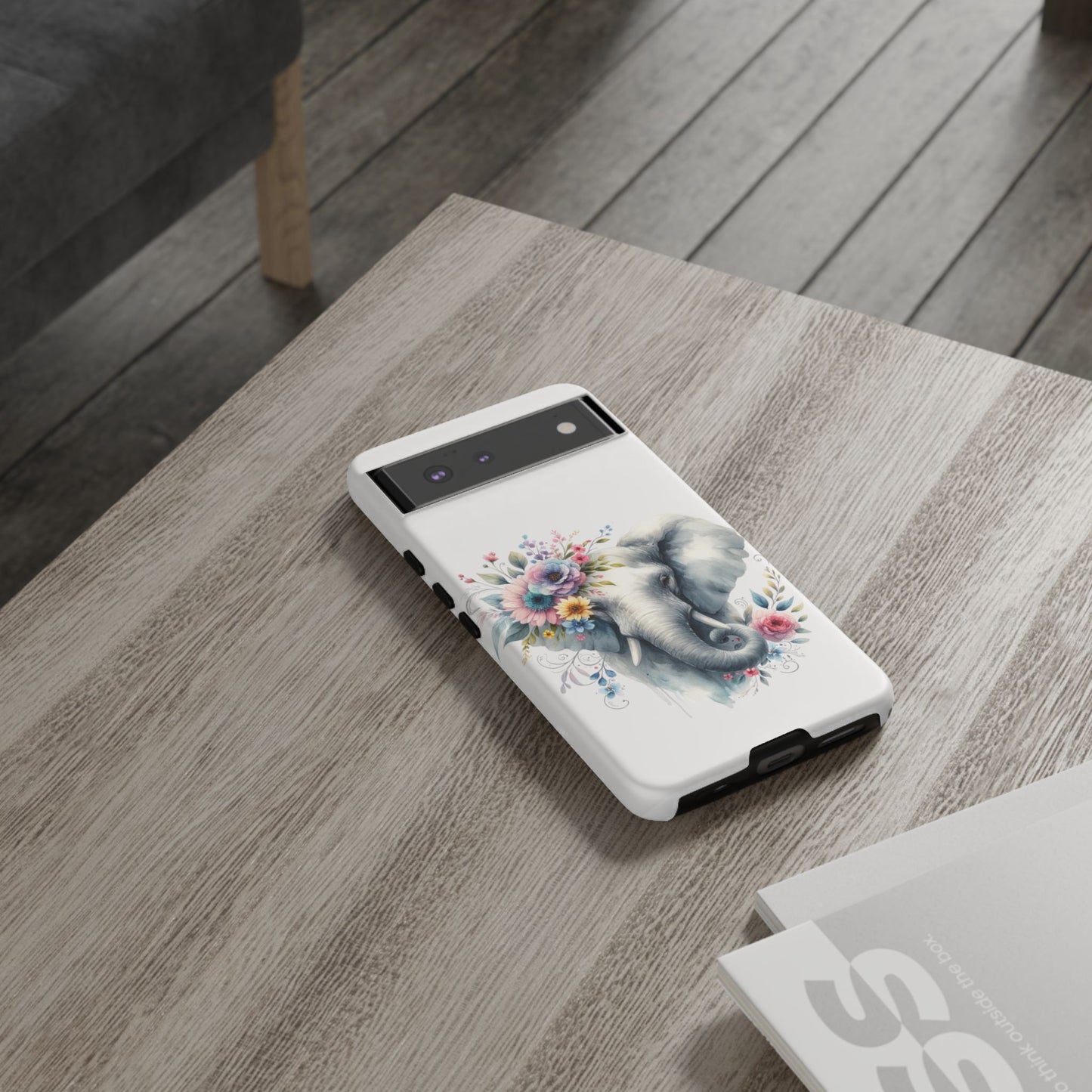Floral Elephant Mobile Cover – Elegant Watercolor Art