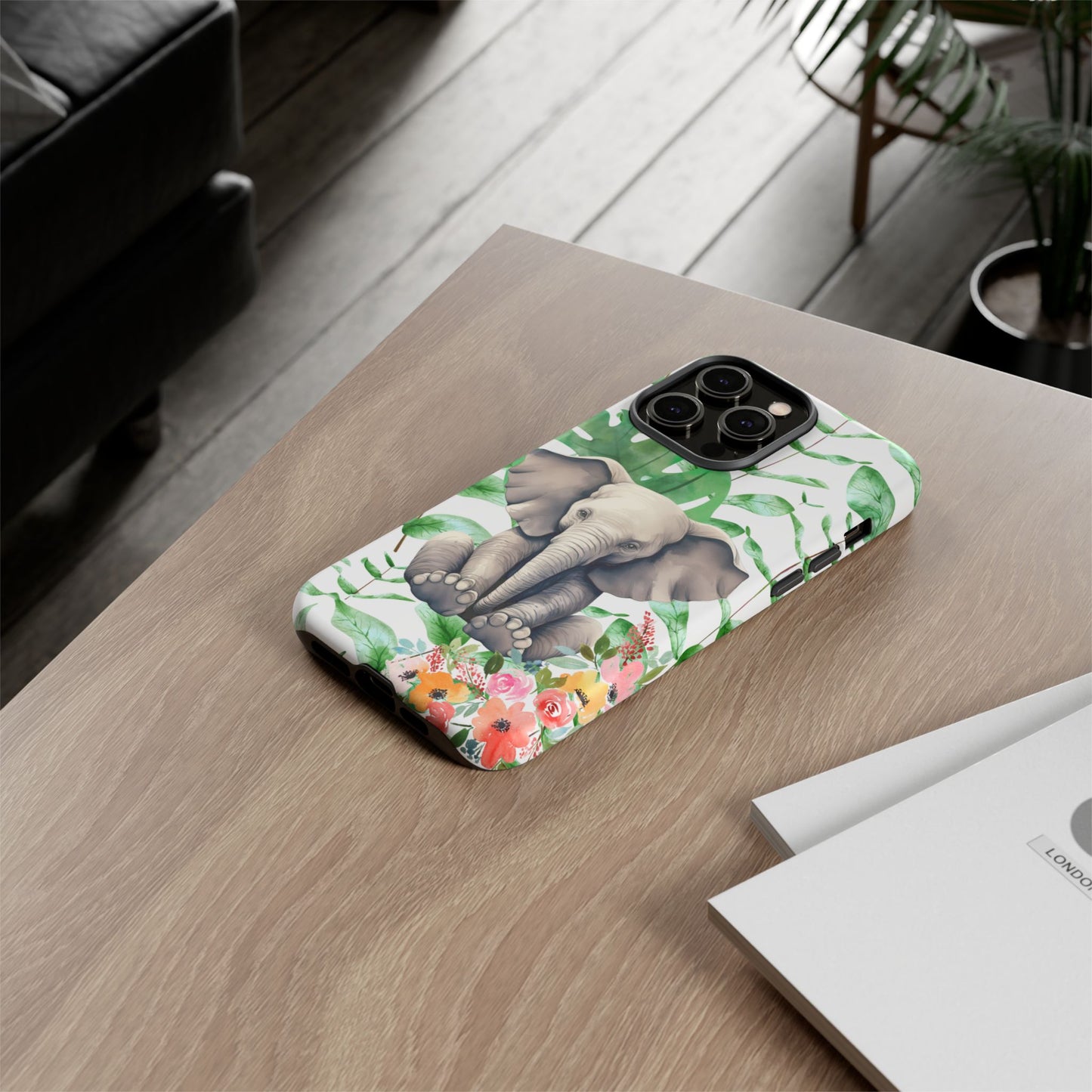 Cute Baby Elephant Mobile Cover – Floral & Tropical Aesthetic