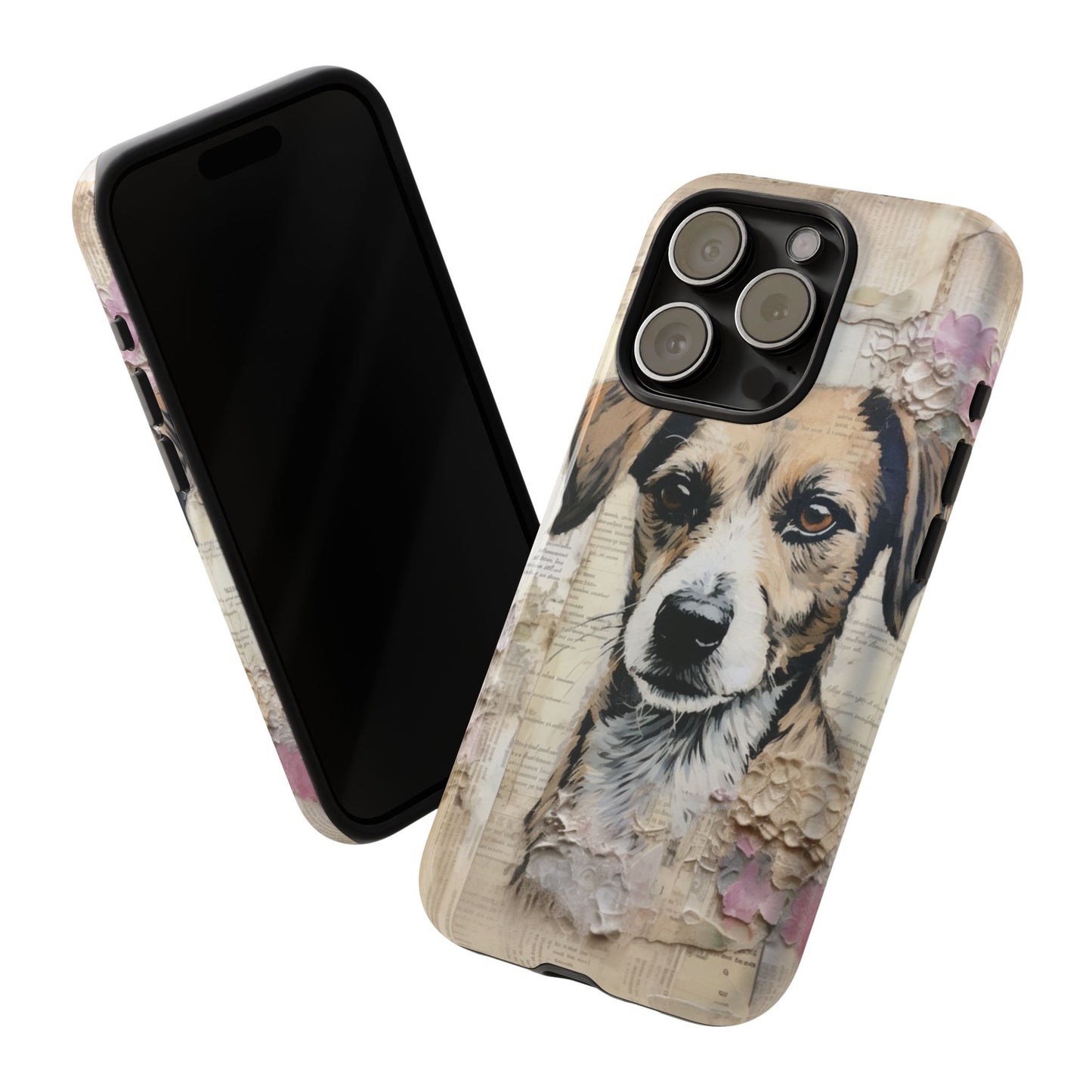Vintage Collage Dog Portrait Mobile Cover – Artistic Mixed Media Design