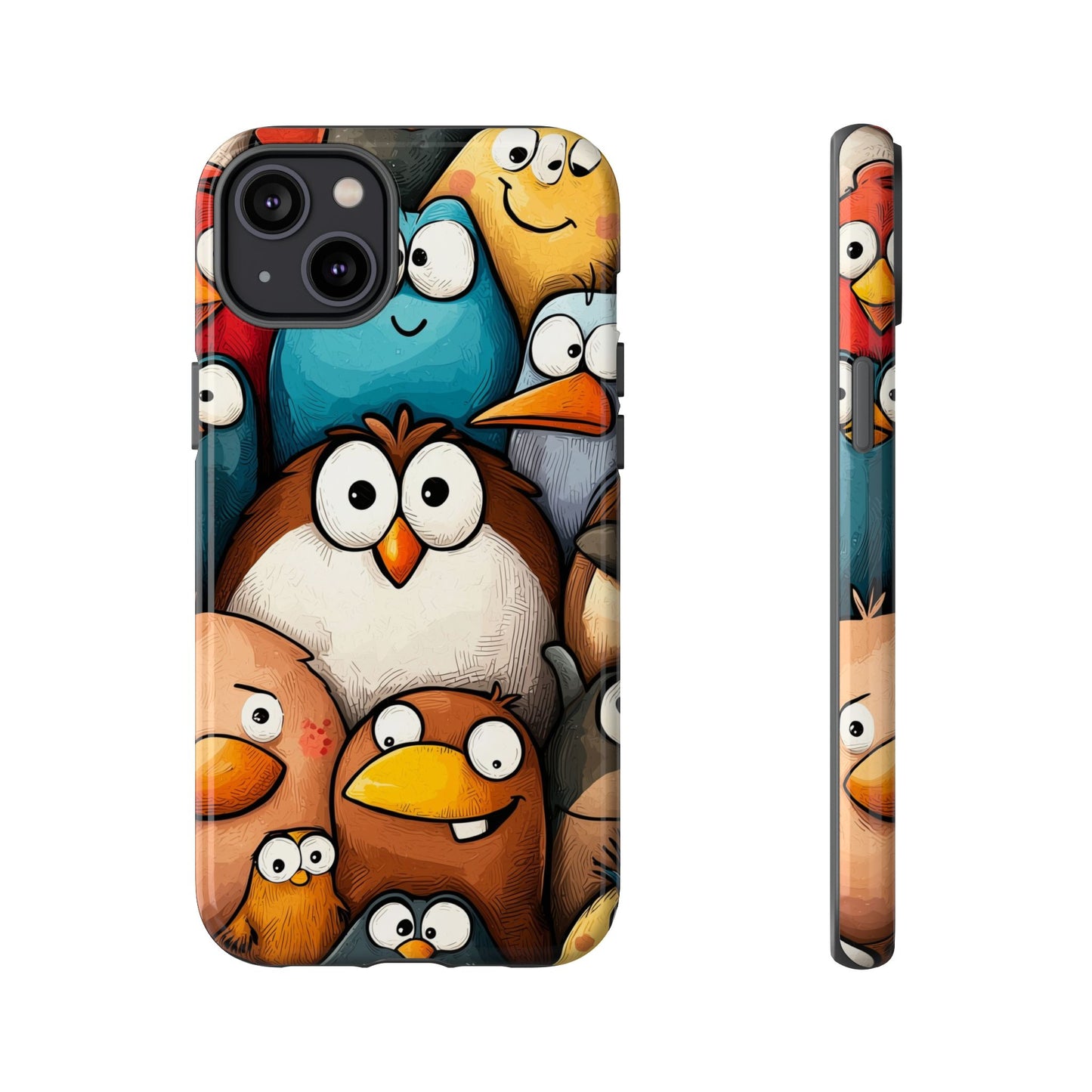 Quirky Bird Squad Anime Phone Case for iPhone, Samsung, Google Pixel