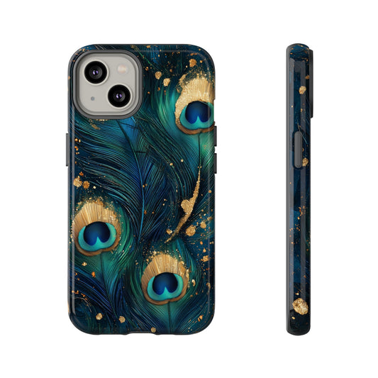 Elegant Peacock Feather Luxe Phone Case for iPhone, Samsung & Google Pixel
