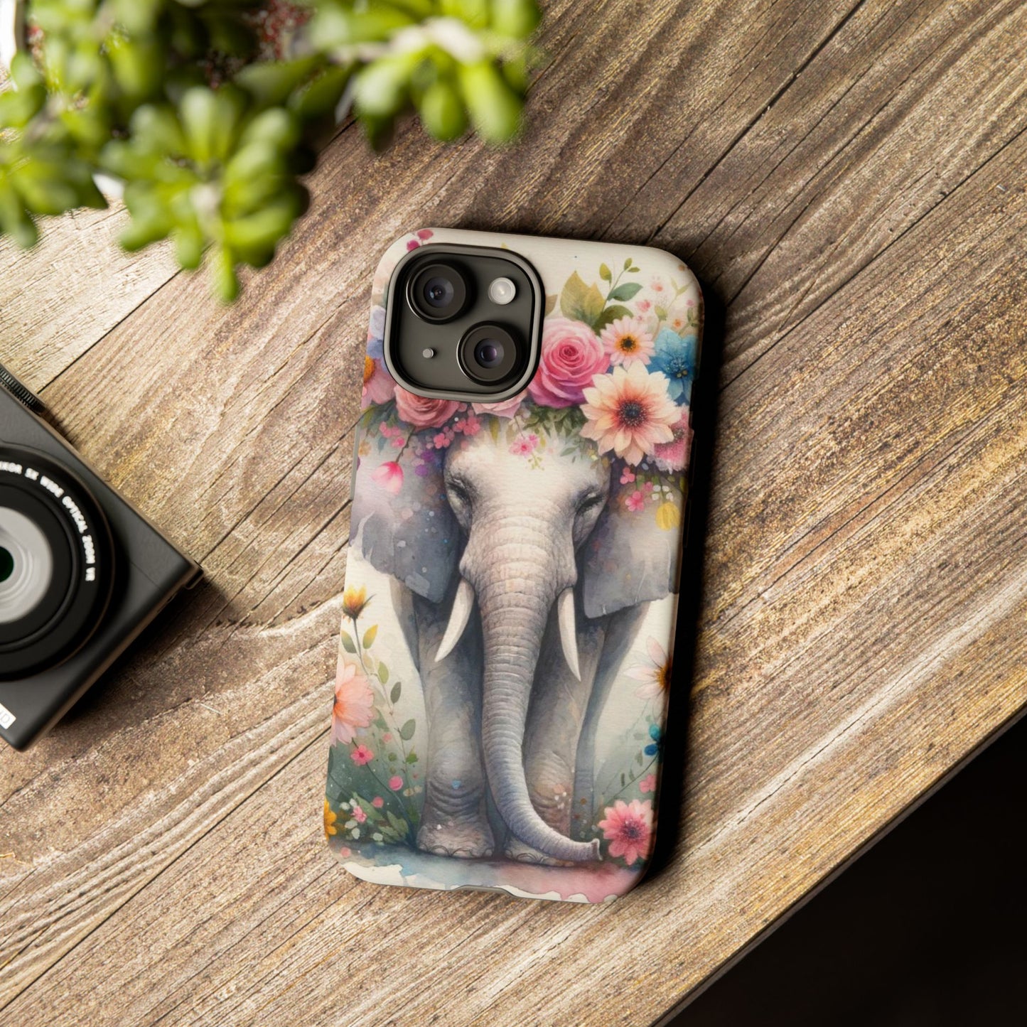 Watercolor Floral Elephant Mobile Cover – Dreamy Artistic Design