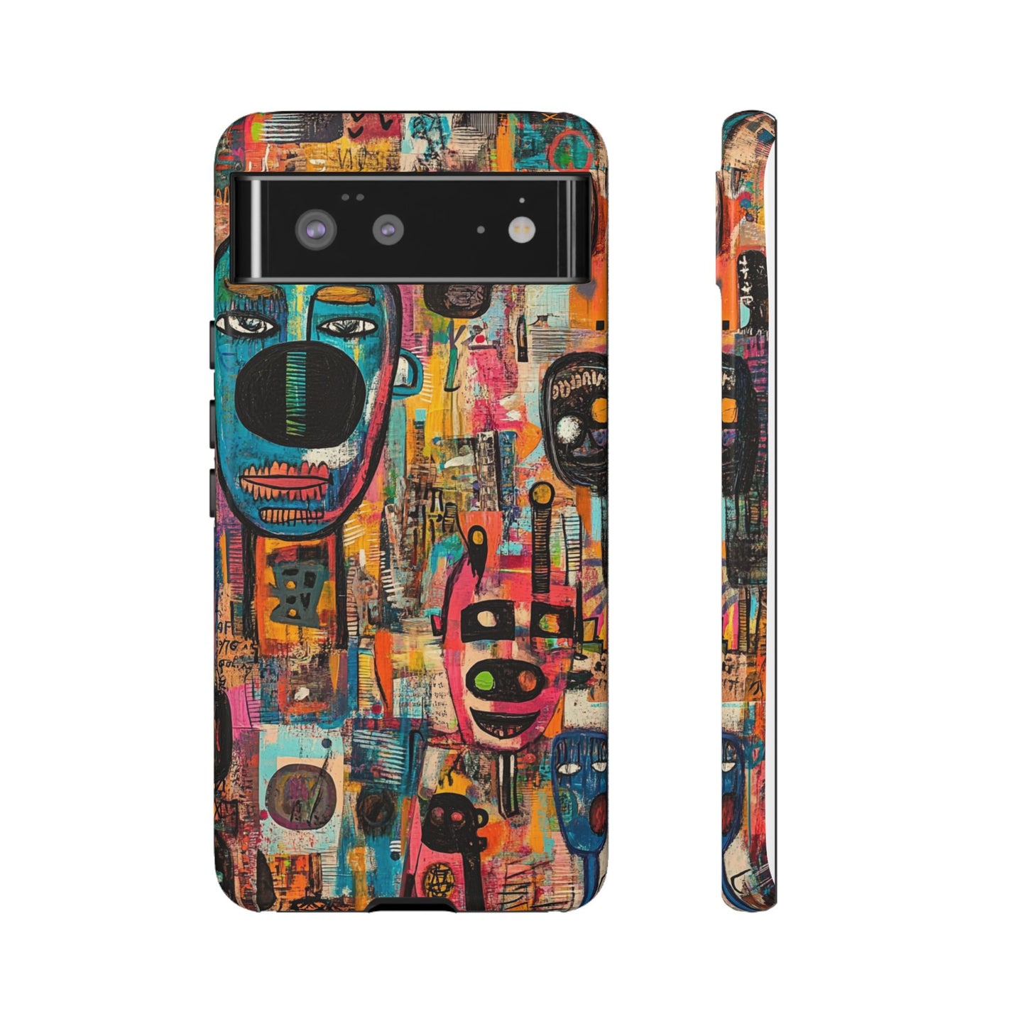 Abstract Basquiat Phone Case – Artistic Phone Protector – Bold, Graffiti-Inspired Street Art Cover - iPhone, Samsung & Google Pixel Cover - Artistic Painting Case, Art Lover Gift