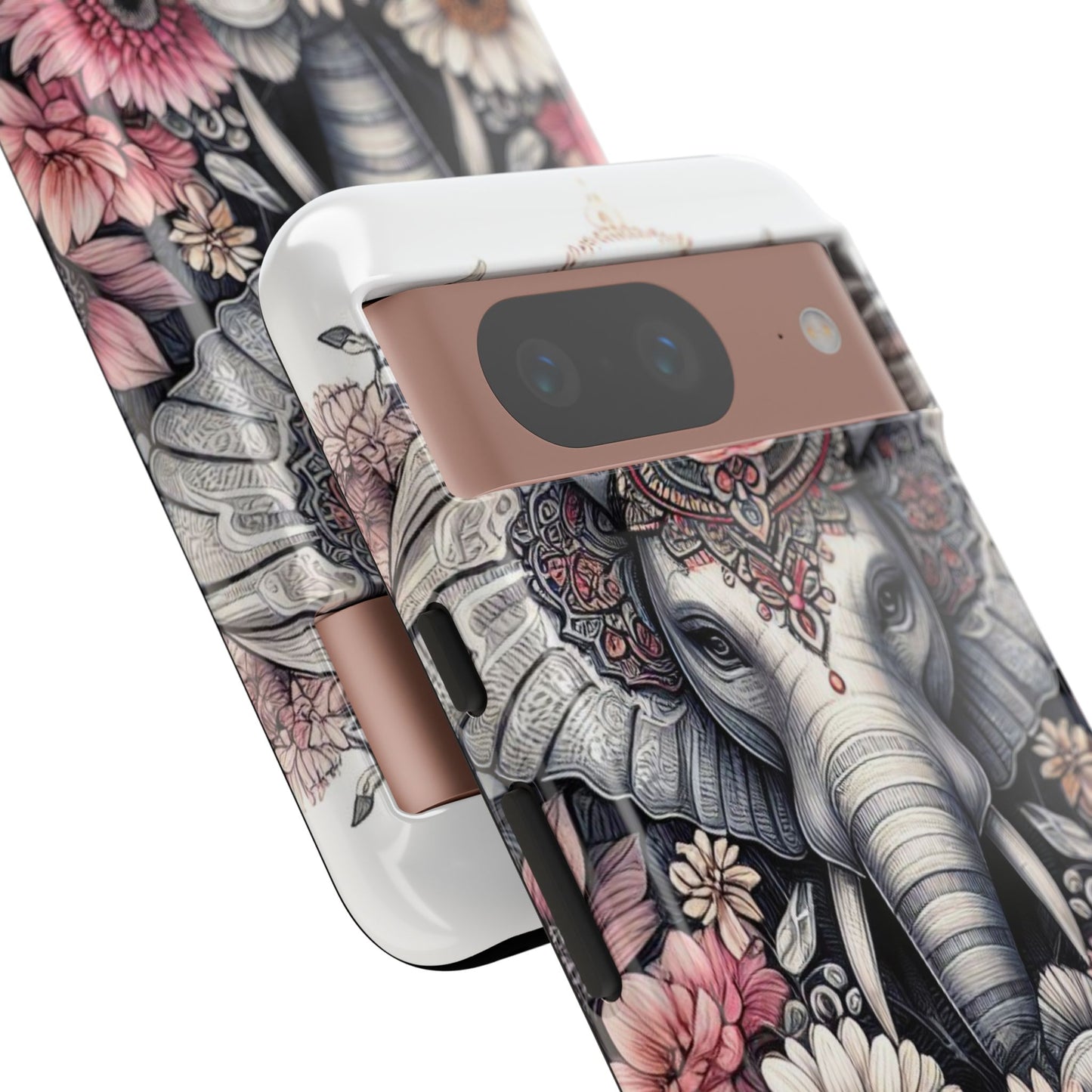 Royal Elephant Mandala Phone Case – Intricate Bohemian Floral Design