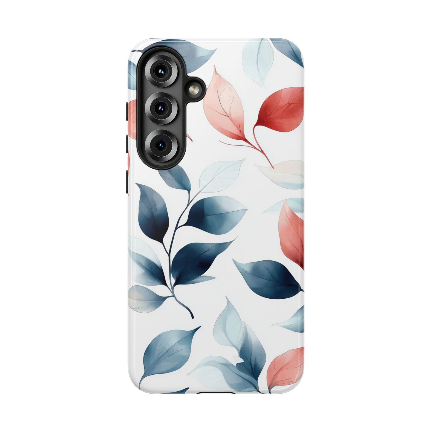 Blush & Blue Botanical Leaves Phone Case | Soft Nature-Inspired Design for iPhone, Pixel & Samsung