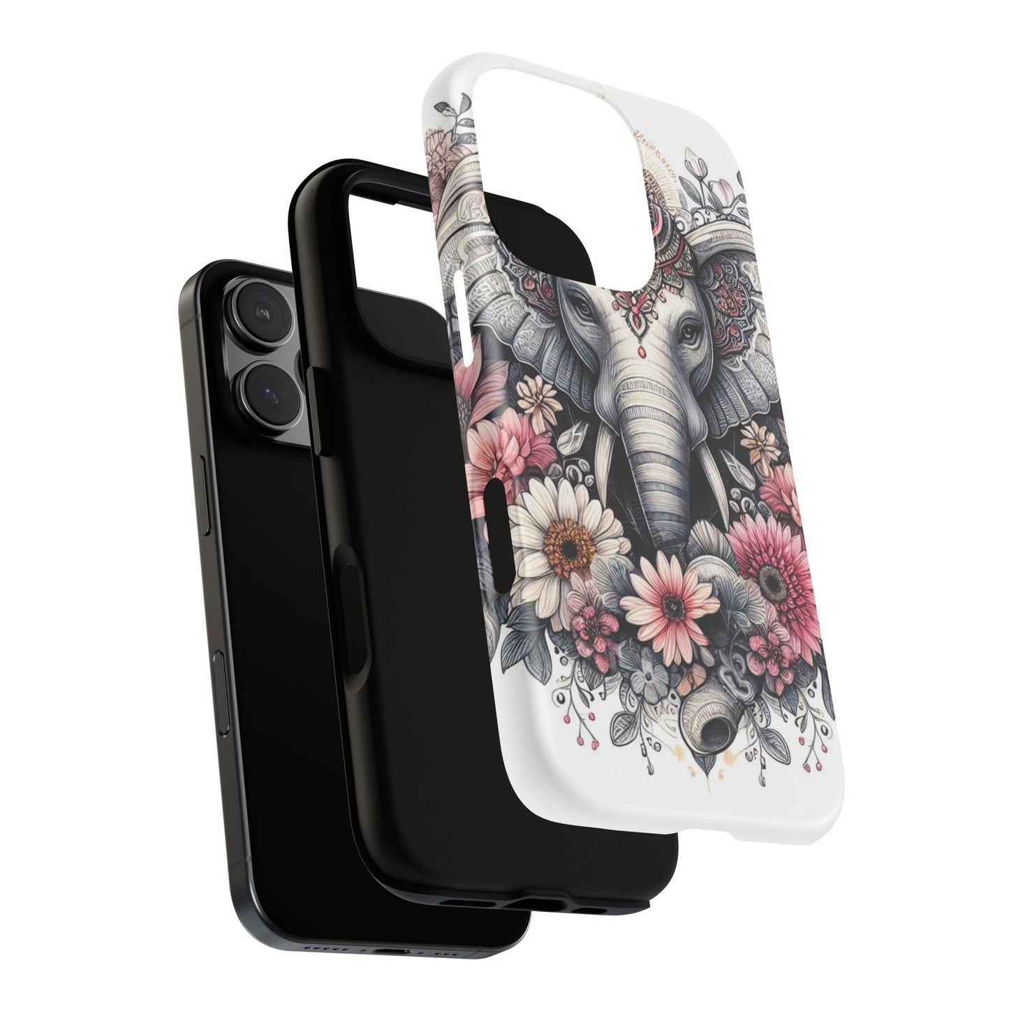 Royal Elephant Mandala Phone Case – Intricate Bohemian Floral Design