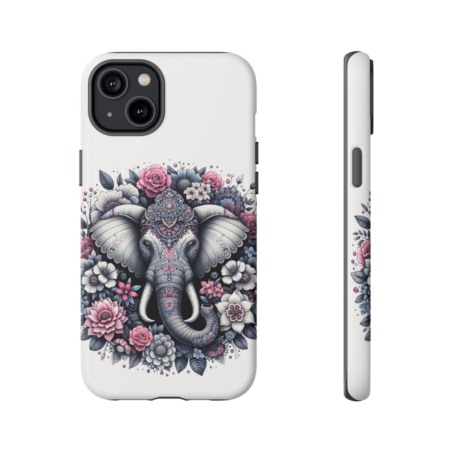 Ornate Floral Elephant Mobile Cover – Elegant Bohemian Art
