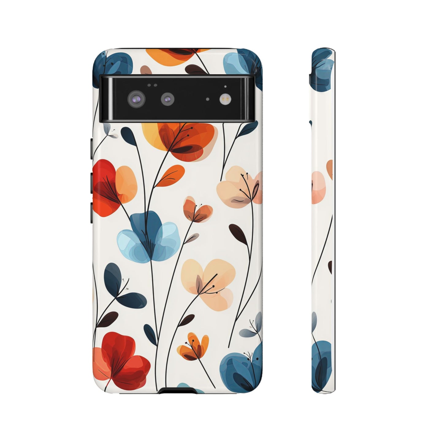 Colorful Floral Phone Case for iPhone, Samsung & Pixel | Bold Modern Botanical Print | Protective Matte Finish