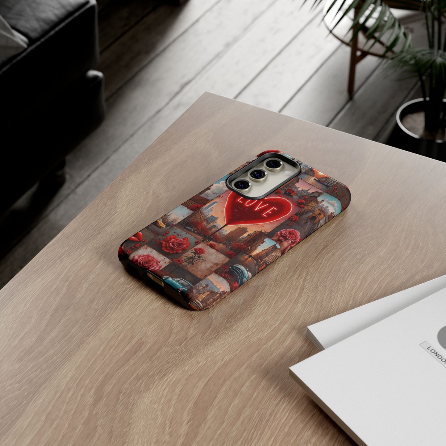 Neon Love Heart & Rose Phone Case