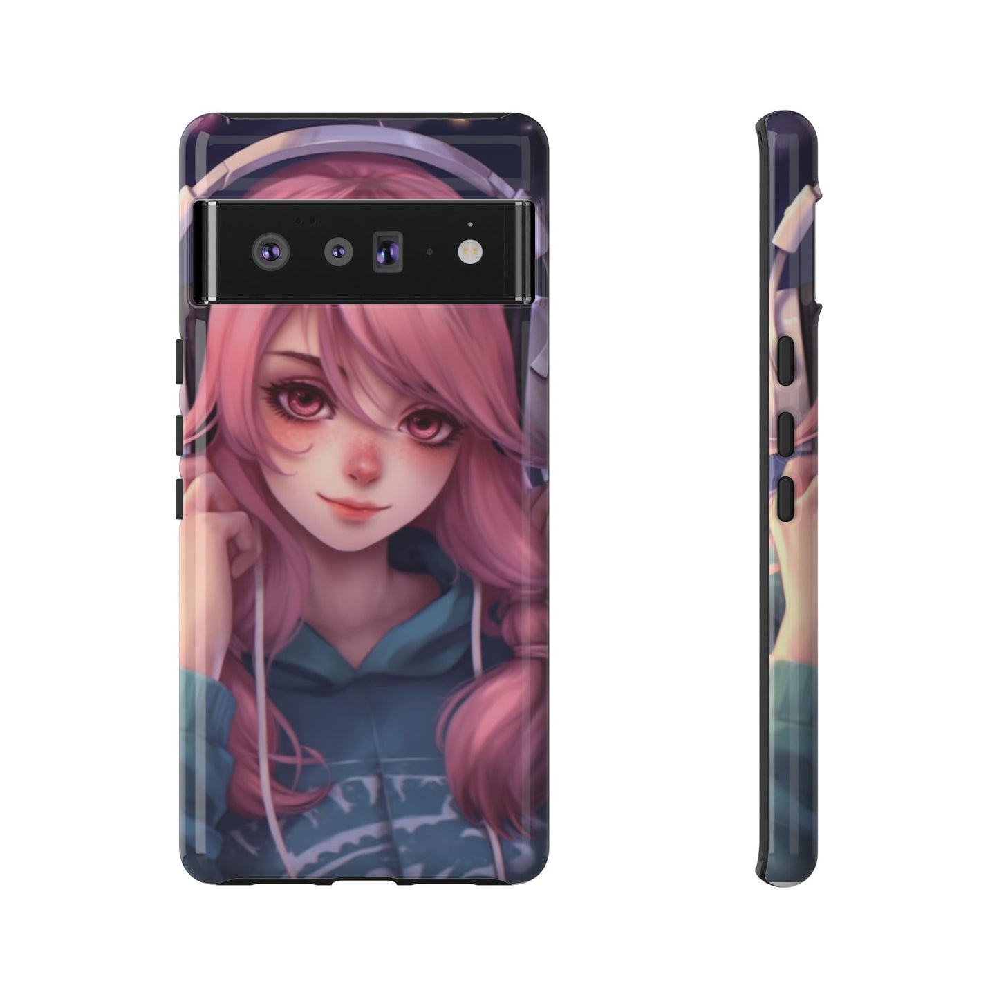Anime Music Girl Phone Case - Cute Aesthetic Cover for iPhone, Samsung & Google Pixel, Girly Phone Case, Kawaii Lover Gift
