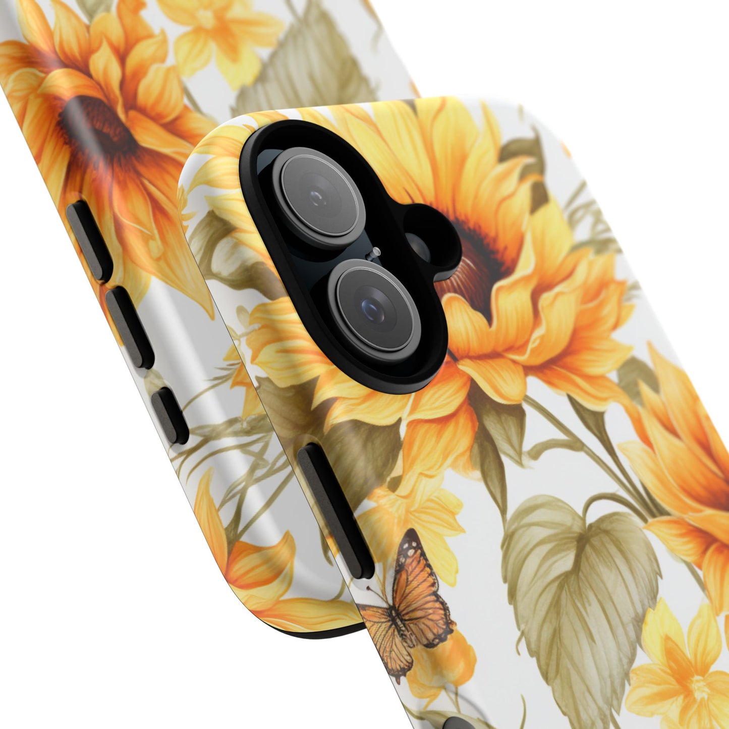 Golden Sunflower & Butterfly Phone Case – Warm & Elegant