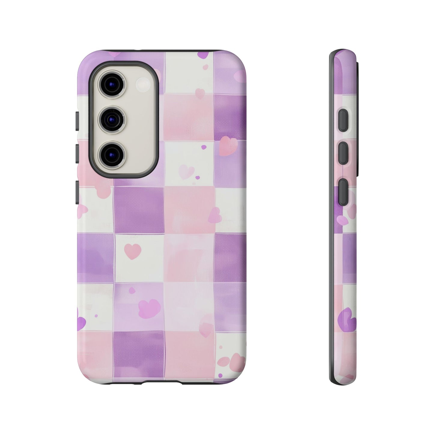 Kawaii Heart Gingham Phone Case for iPhone, Samsung, Google Pixel