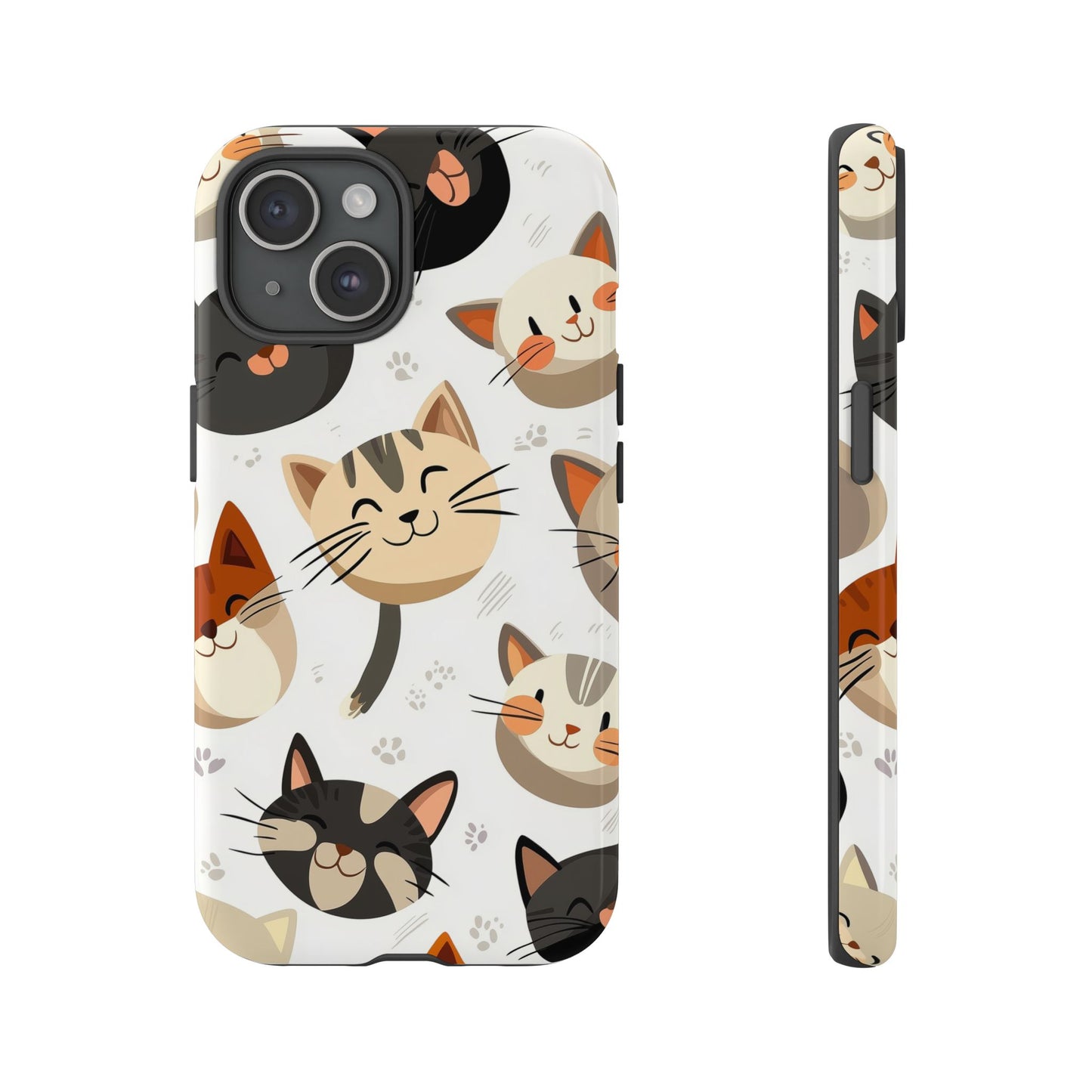 Cute Cat Faces Phone Case – Kawaii Anime Style for iPhone, Samsung & Google Pixel, Fun and Playful Cat Design