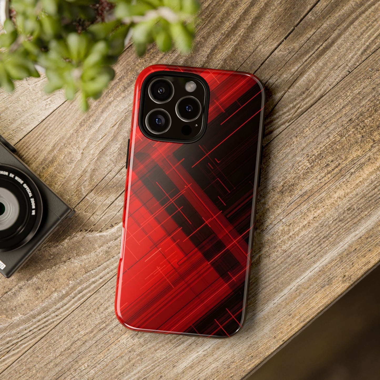 Abstract Red and Black Geometric Pattern
