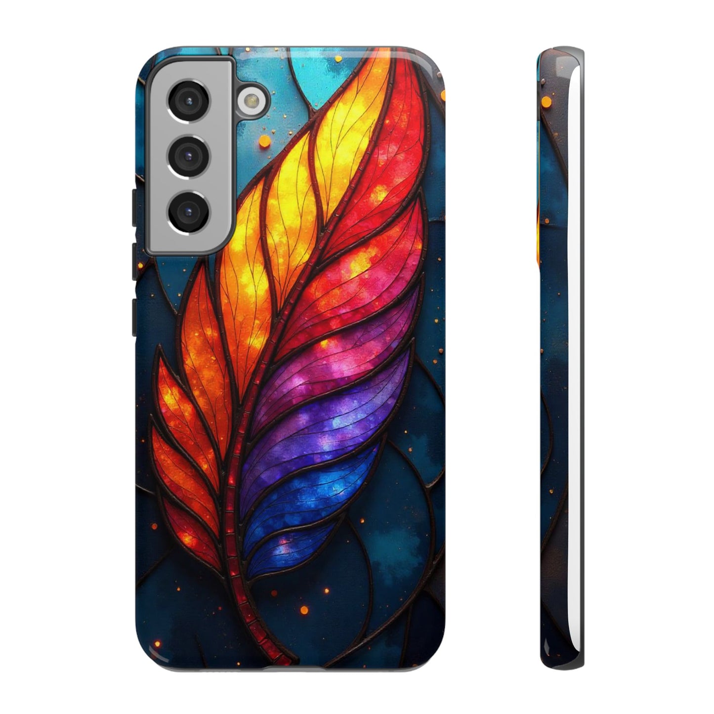Vivid Feather: Stained Glass Abstract Art
