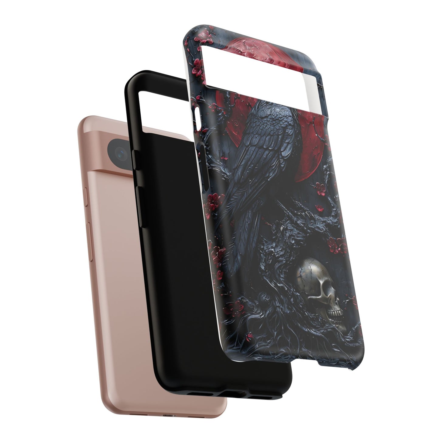 Gothic Sculpture Of Raven On Charcoal Tree Branch phone case design