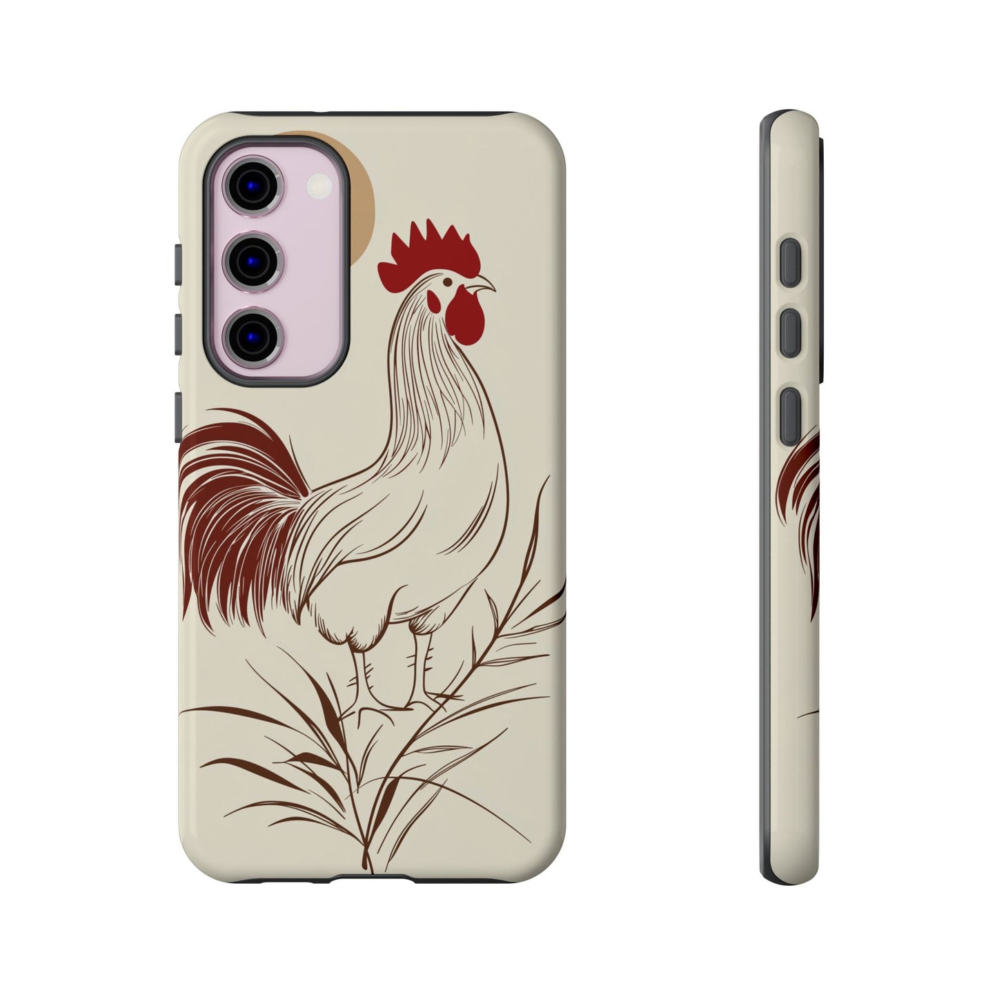 Golden Dawn Rooster: Minimalist Farmstead Charm Case for iPhone, Samsung & Pixel