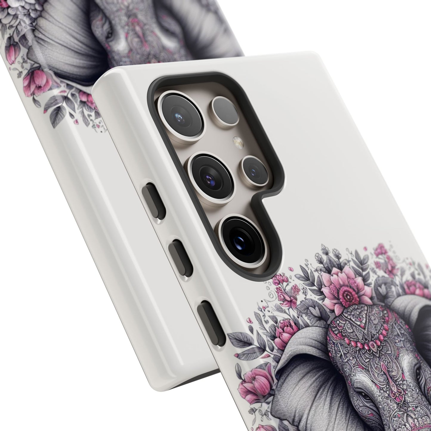 Intricate Floral Elephant Mobile Cover – Mandala-Inspired Boho Art
