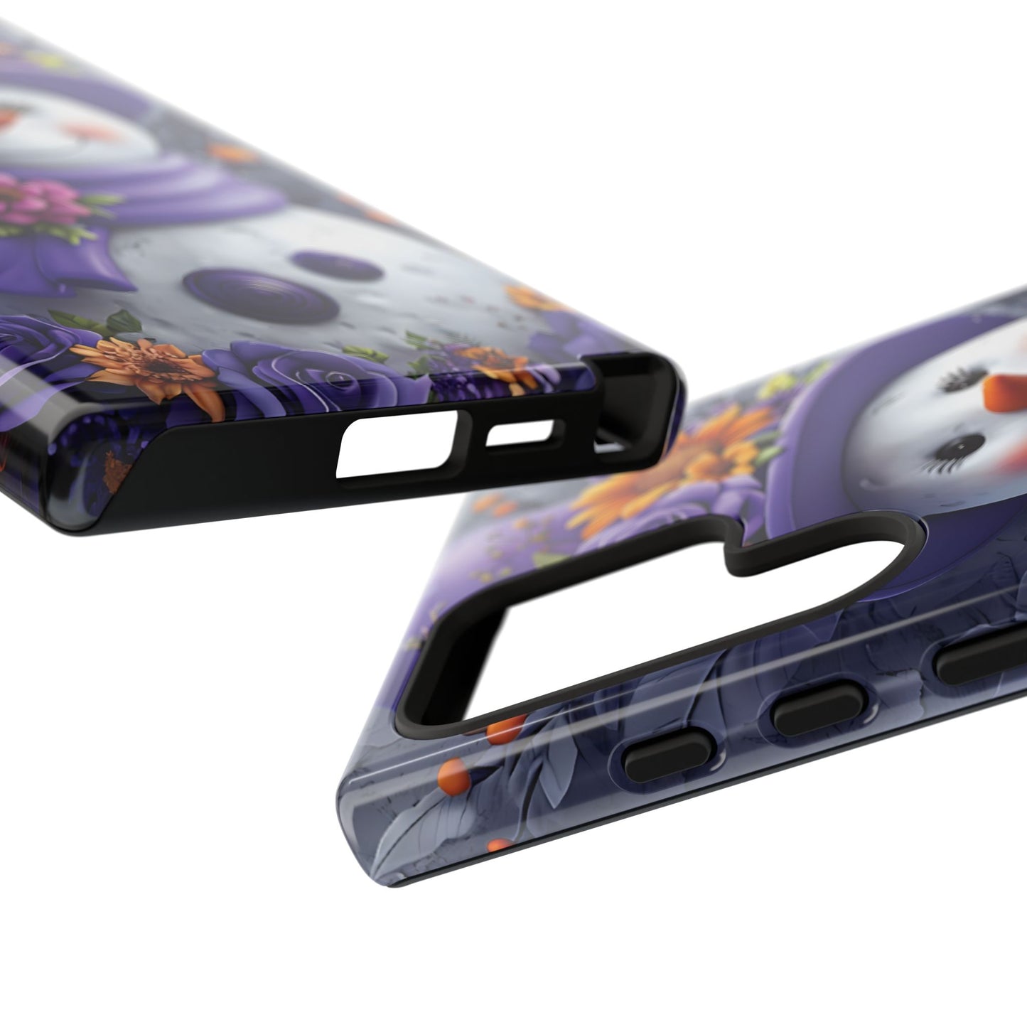 Cheerful Snowman With Colorful Floral Hat And Scarf phone case design
