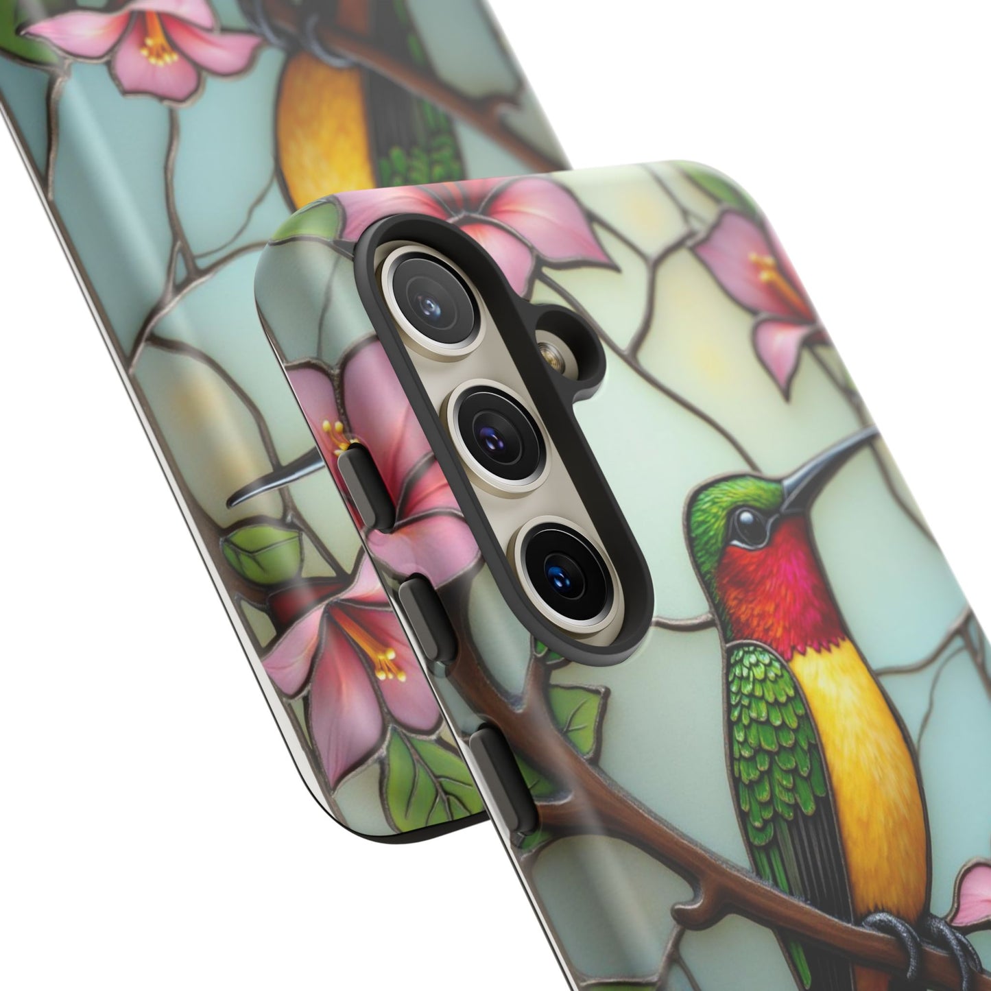 Elegant Hummingbird with Floral Mosaic | Artistic Nature Design