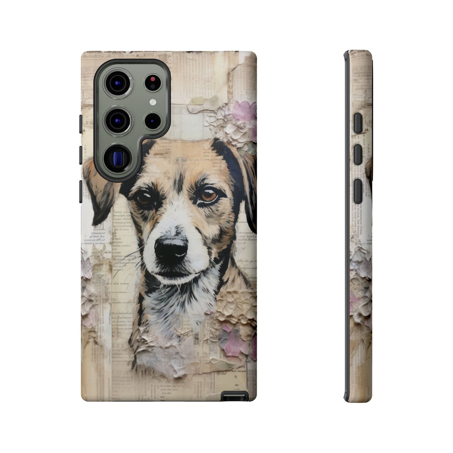 Vintage Collage Dog Portrait Mobile Cover – Artistic Mixed Media Design