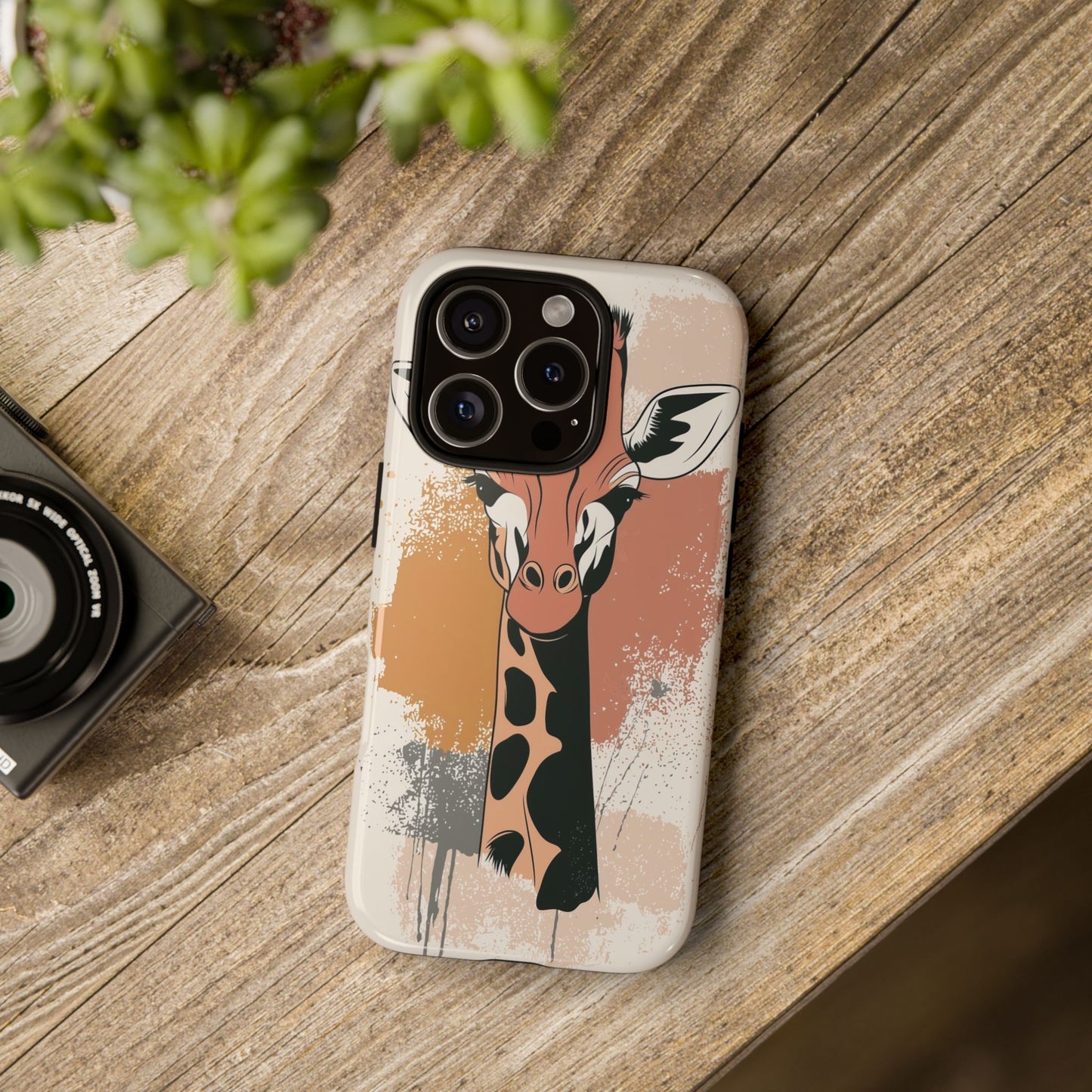 Tall & Graceful: Giraffe Splatter Art Phone Case for iPhone, Samsung & Pixel