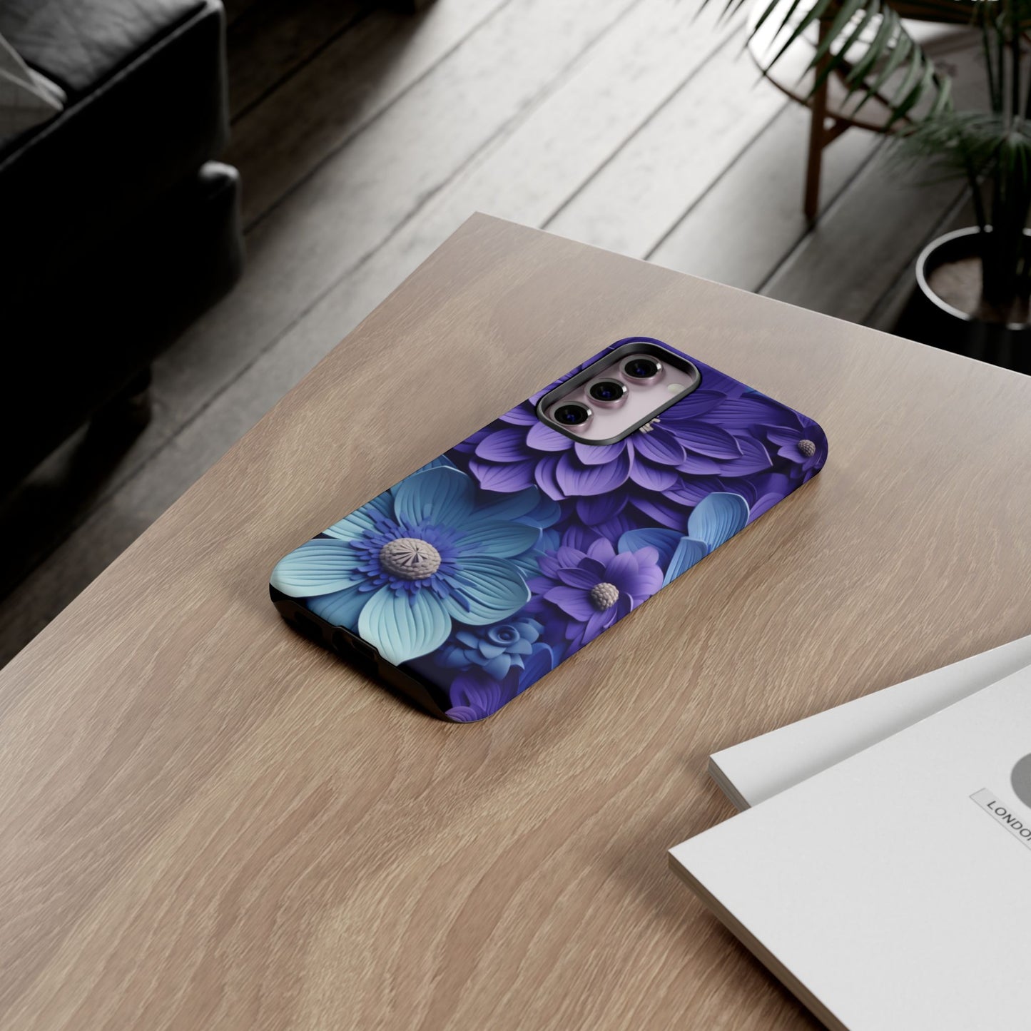 Royal Blue Floral Phone Case – Elegant & Luxurious Design