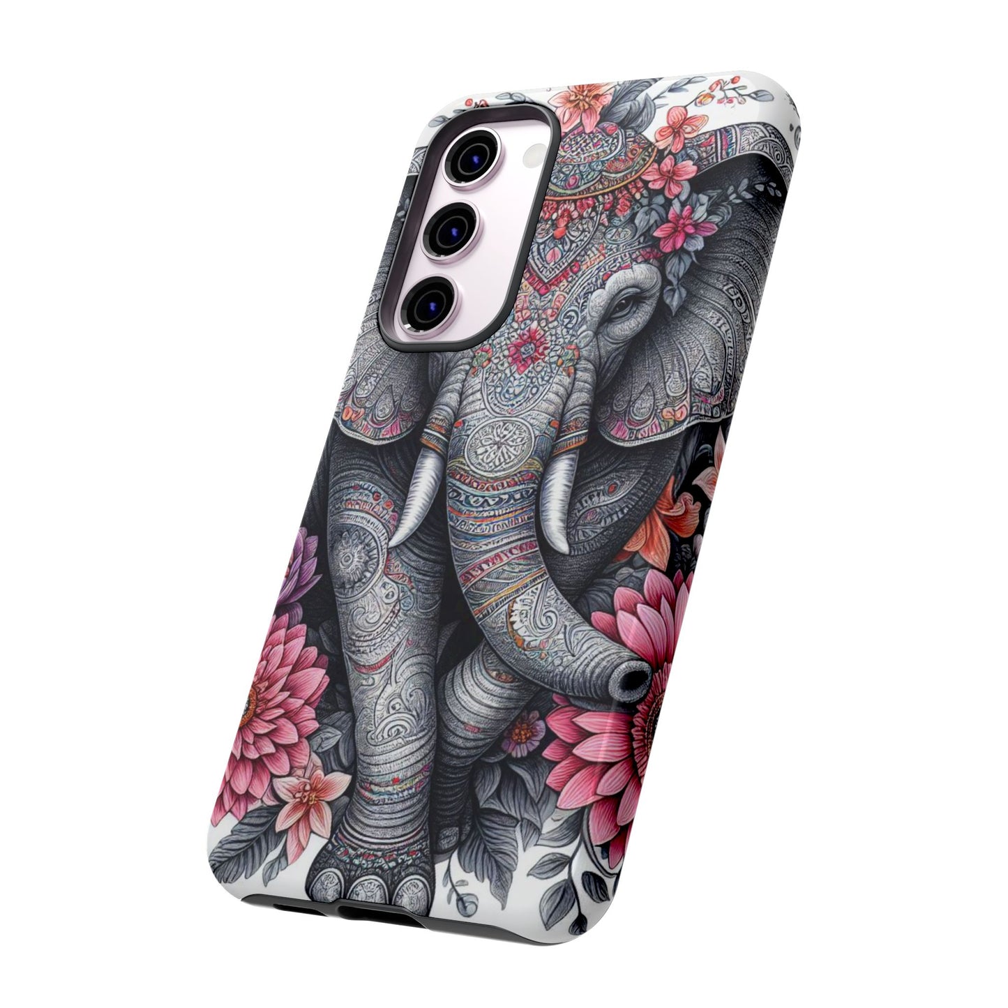 Bohemian Floral Elephant Mobile Cover – Intricate Mandala Art