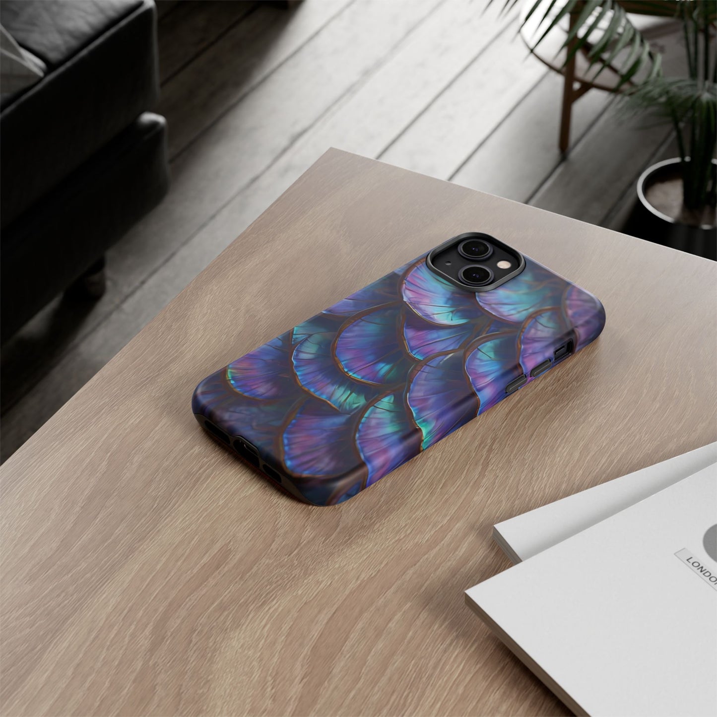 Abstract Macro Shot of Iridescent Butterfly Fish Scales Phone Case Design