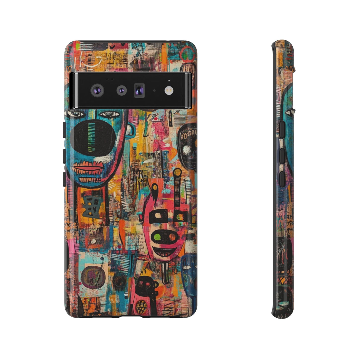 Abstract Basquiat Phone Case – Artistic Phone Protector – Bold, Graffiti-Inspired Street Art Cover - iPhone, Samsung & Google Pixel Cover - Artistic Painting Case, Art Lover Gift