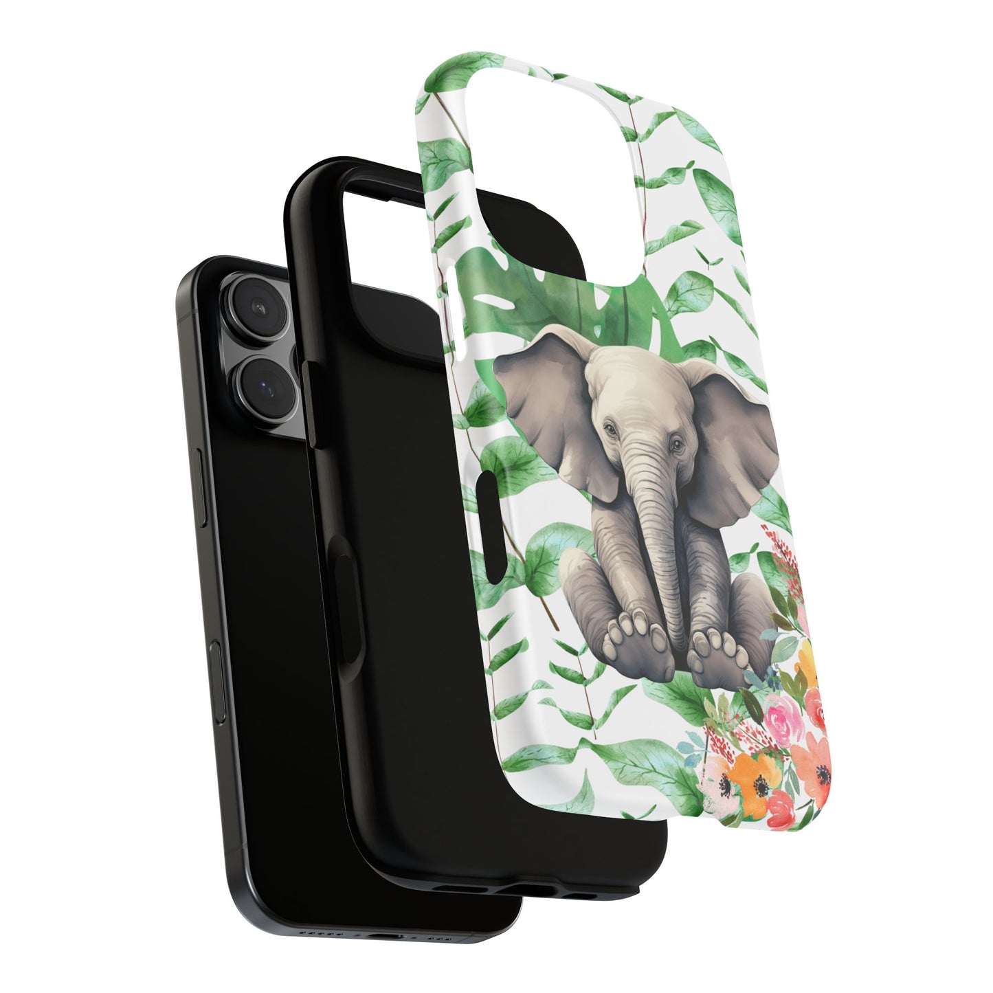 Cute Baby Elephant Mobile Cover – Floral & Tropical Aesthetic