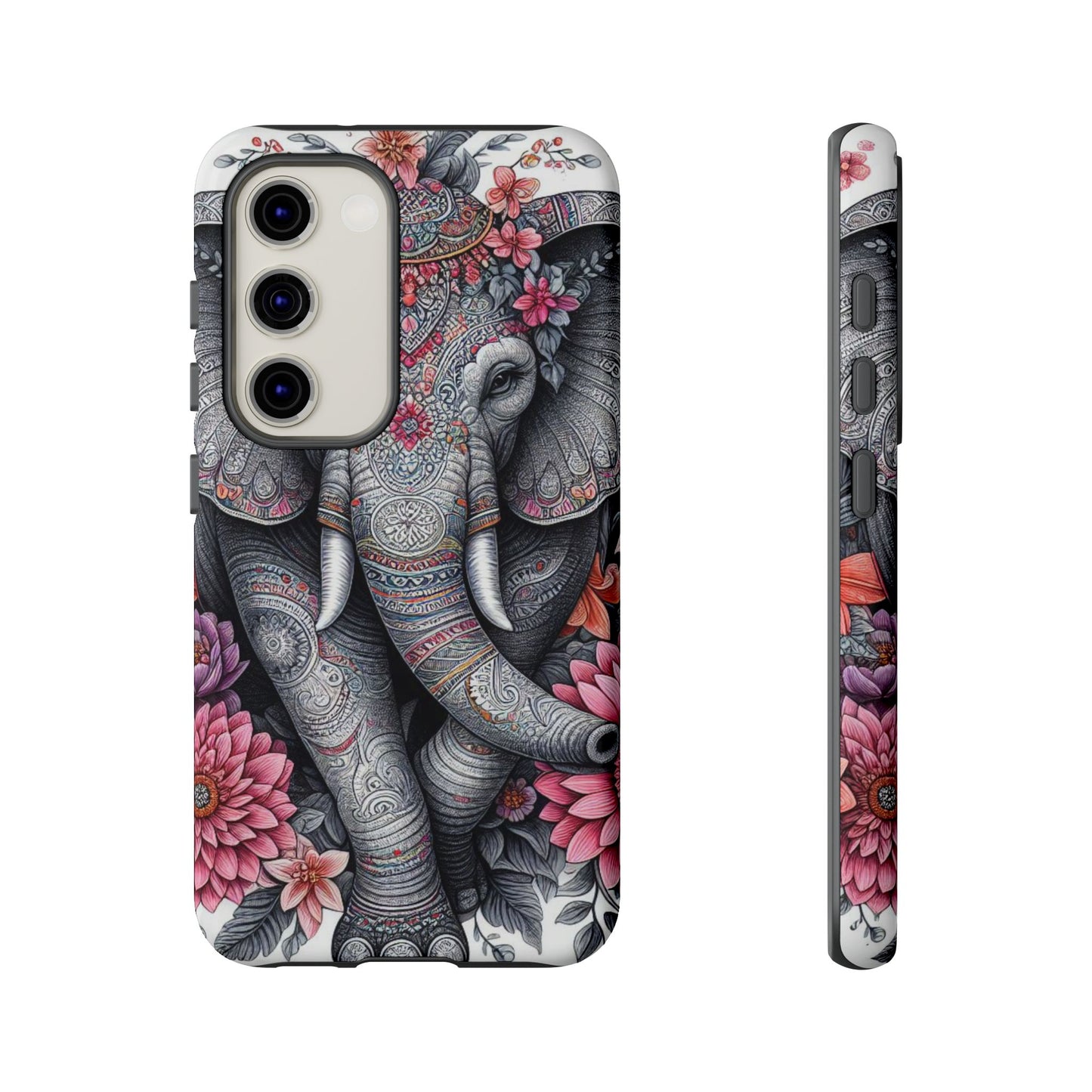 Bohemian Floral Elephant Mobile Cover – Intricate Mandala Art