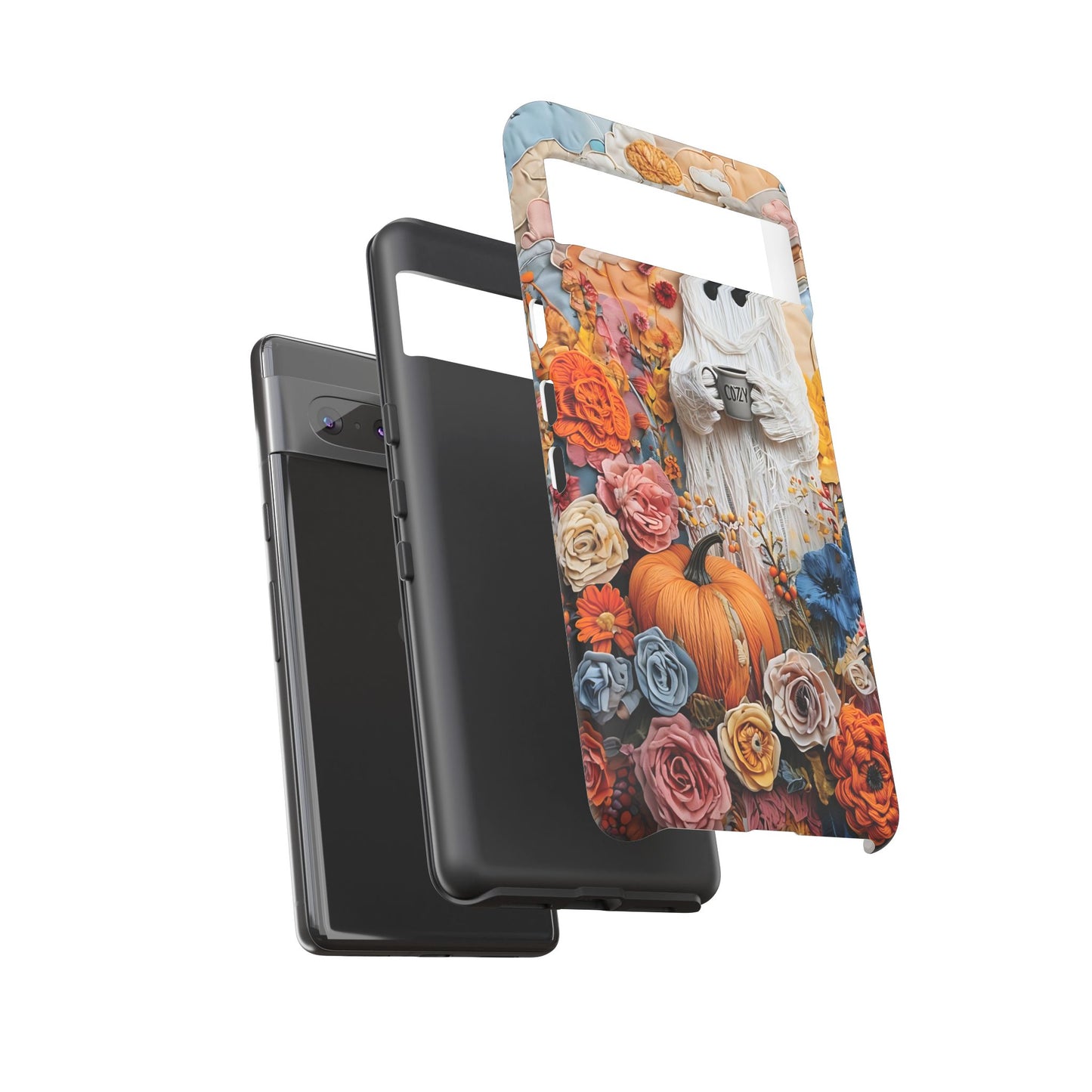Colorful Whimsical Artwork of Ghost in Autumn Scene phone case design.