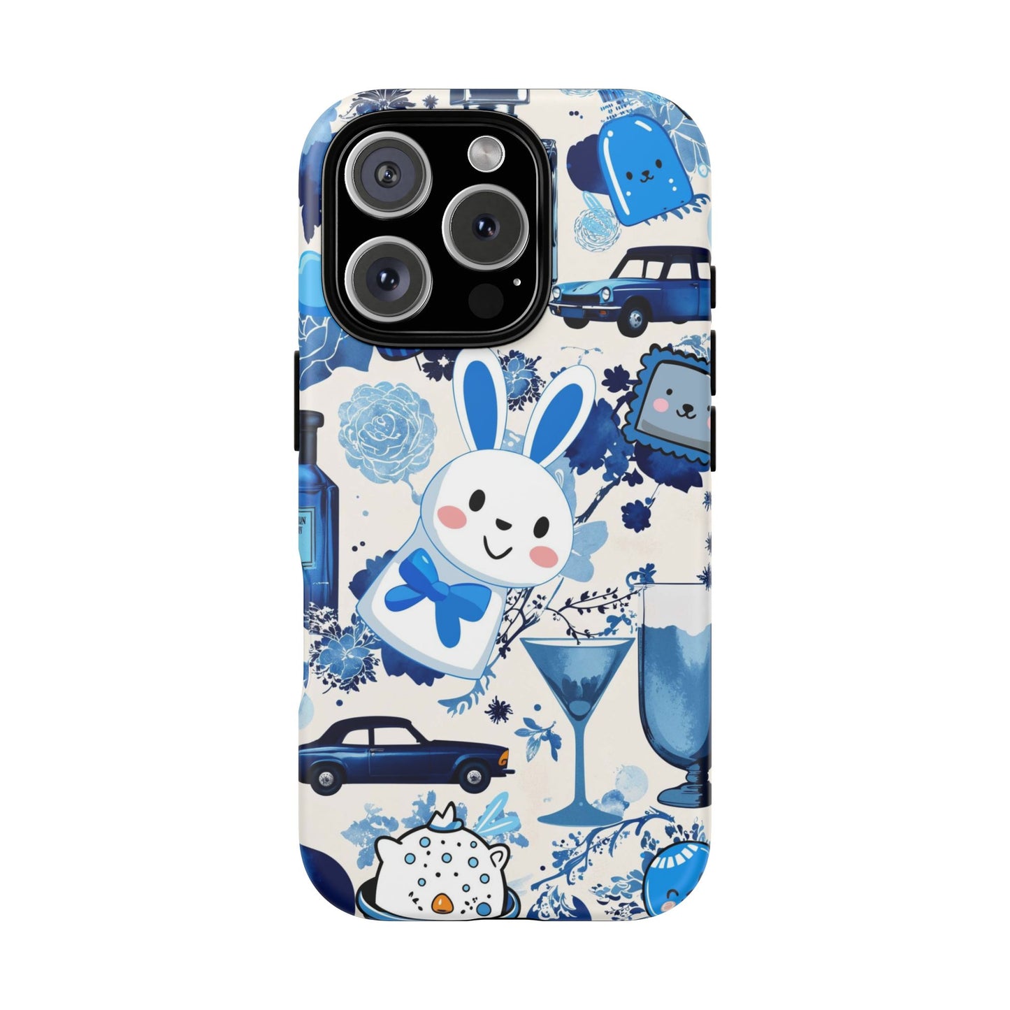 Blue Bunny & Car Themed Phone Case