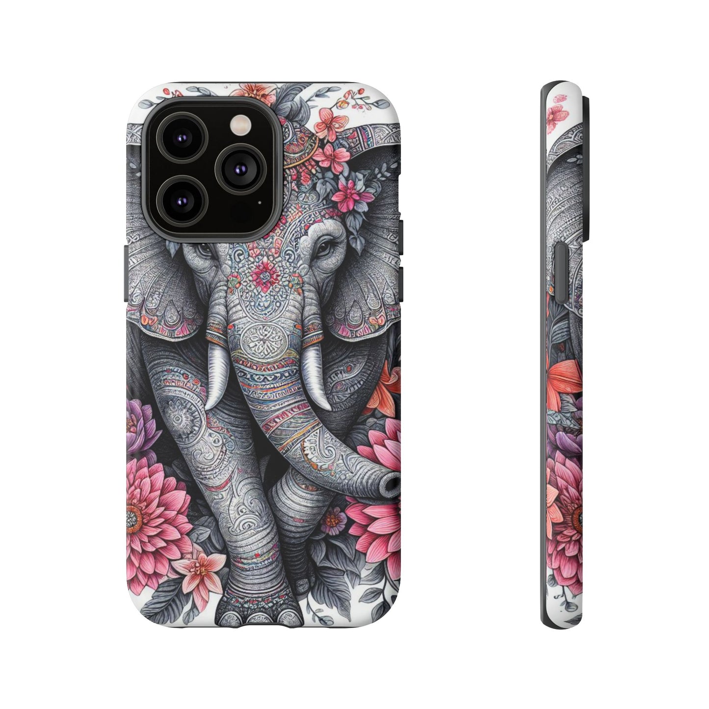Bohemian Floral Elephant Mobile Cover – Intricate Mandala Art