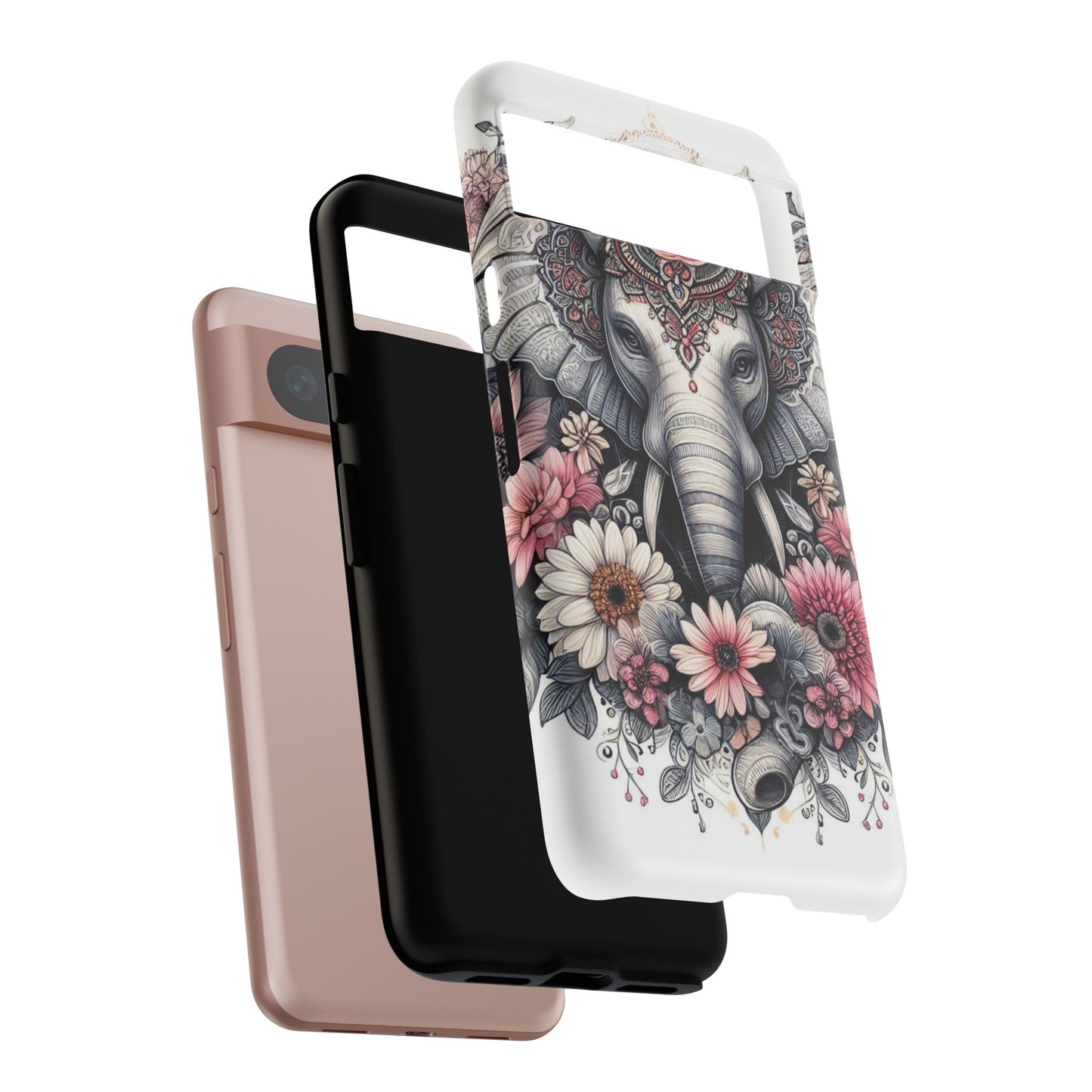 Royal Elephant Mandala Phone Case – Intricate Bohemian Floral Design