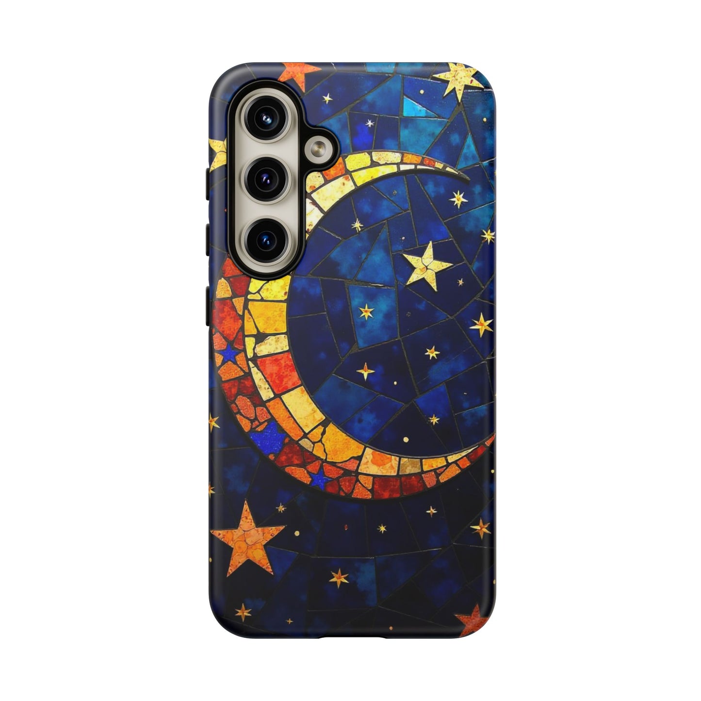 Celestial Crescent: Vibrant Moon and Stars Phone Case