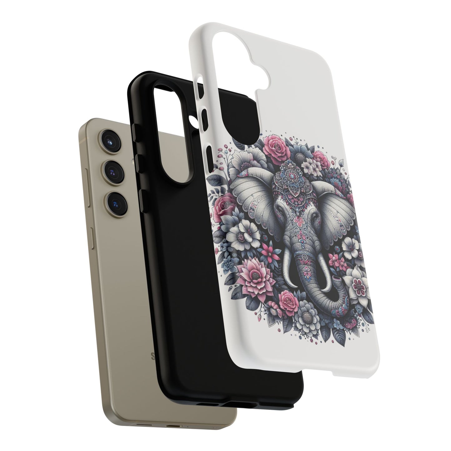 Ornate Floral Elephant Mobile Cover – Elegant Bohemian Art