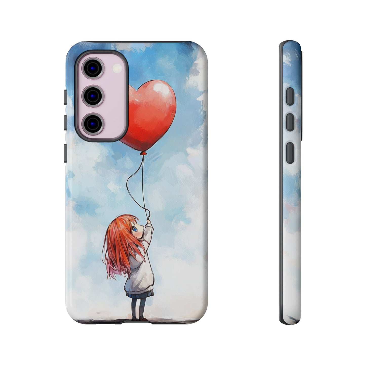 Anime Girl with Heart Balloon Phone Case – Cute & Inspirational Design for iPhone, Google Pixel & Samsung
