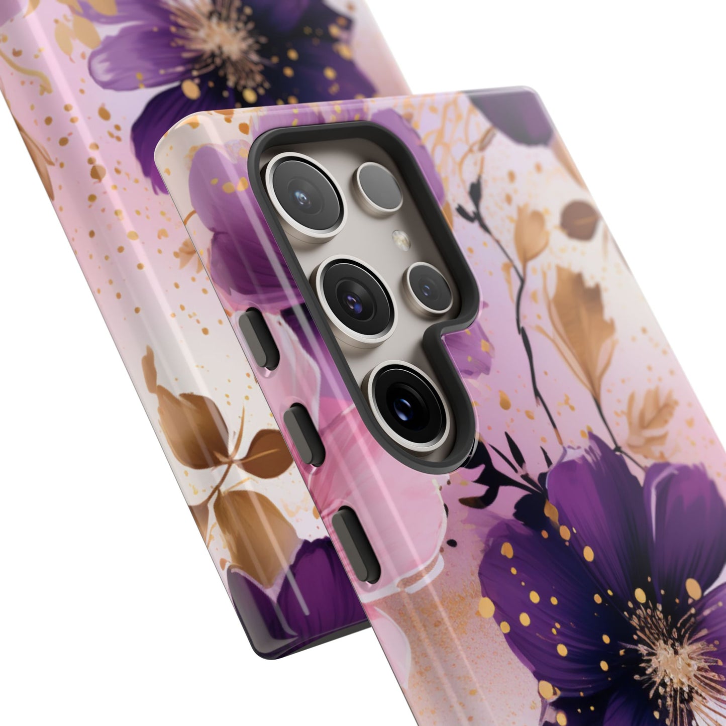 Luxury Purple & Gold Floral Aesthetic Mobile Case